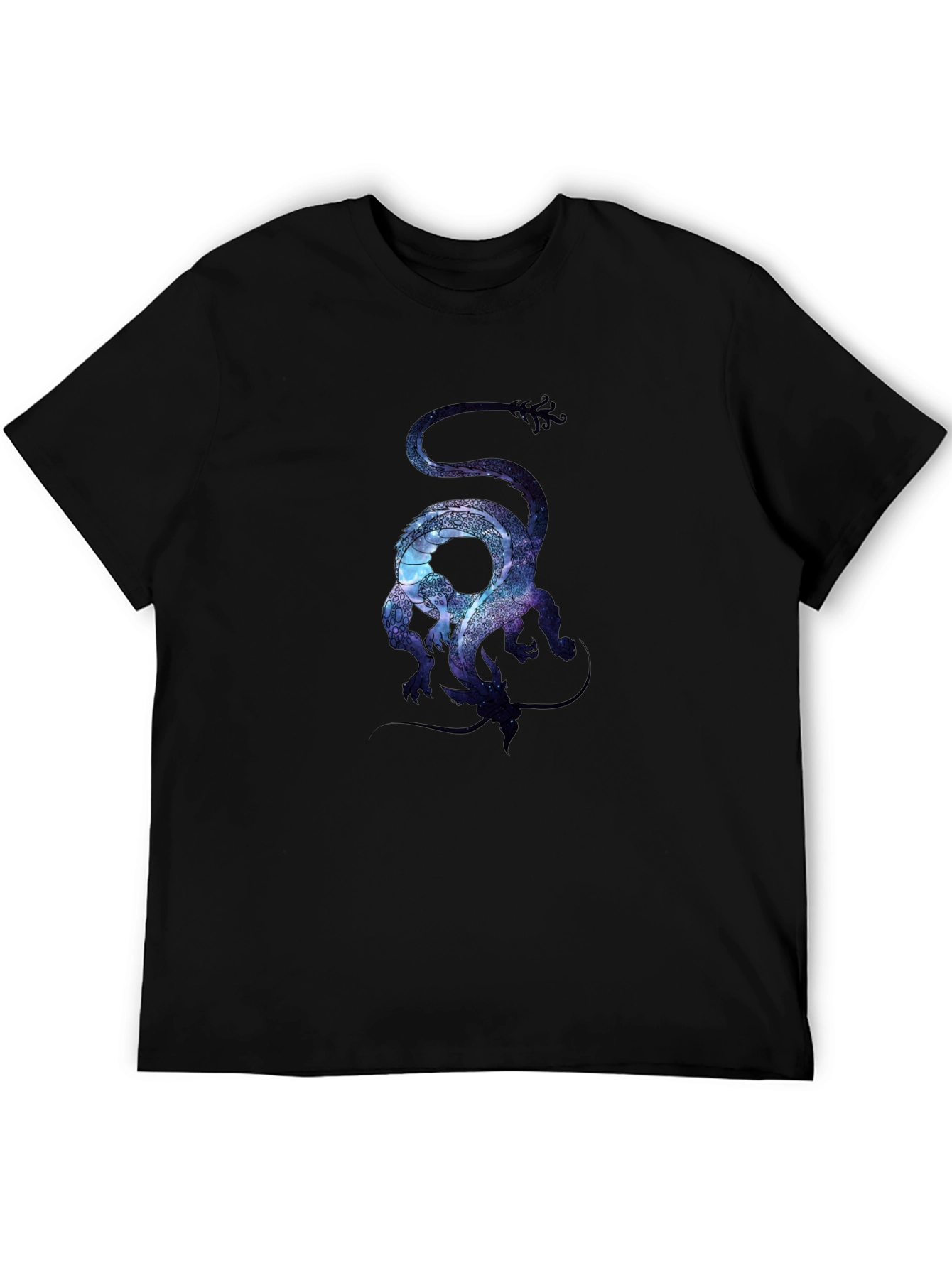 Black Galaxy Dragon Graphic Tee - Stylish Men's Black T-Shirt view 5