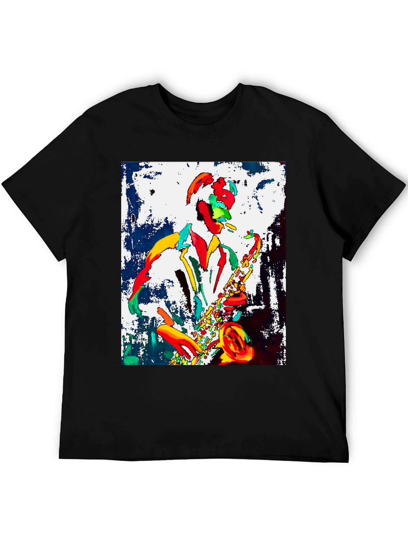 Black Jazz Musician Graphic Tee - Cool Saxophone Player Design view 5