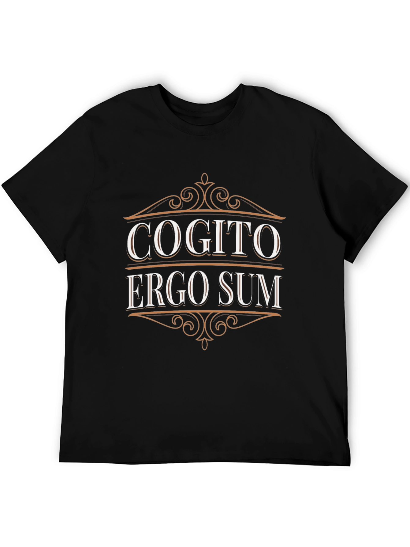 Black Cogito Ergo Sum Black T-Shirt - Philosophical Tee view 5