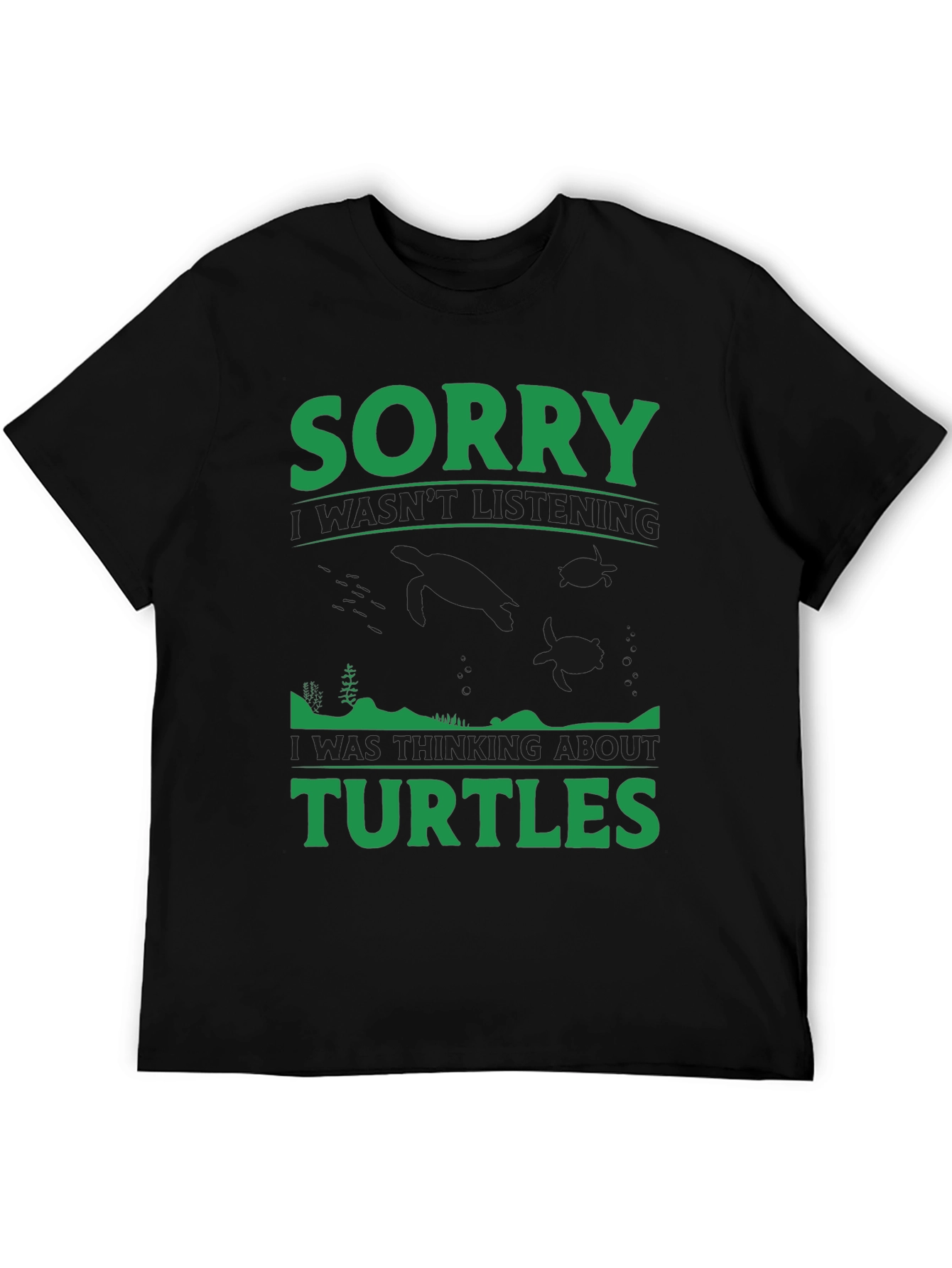 Black Sorry Turtles Black T-Shirt view 5