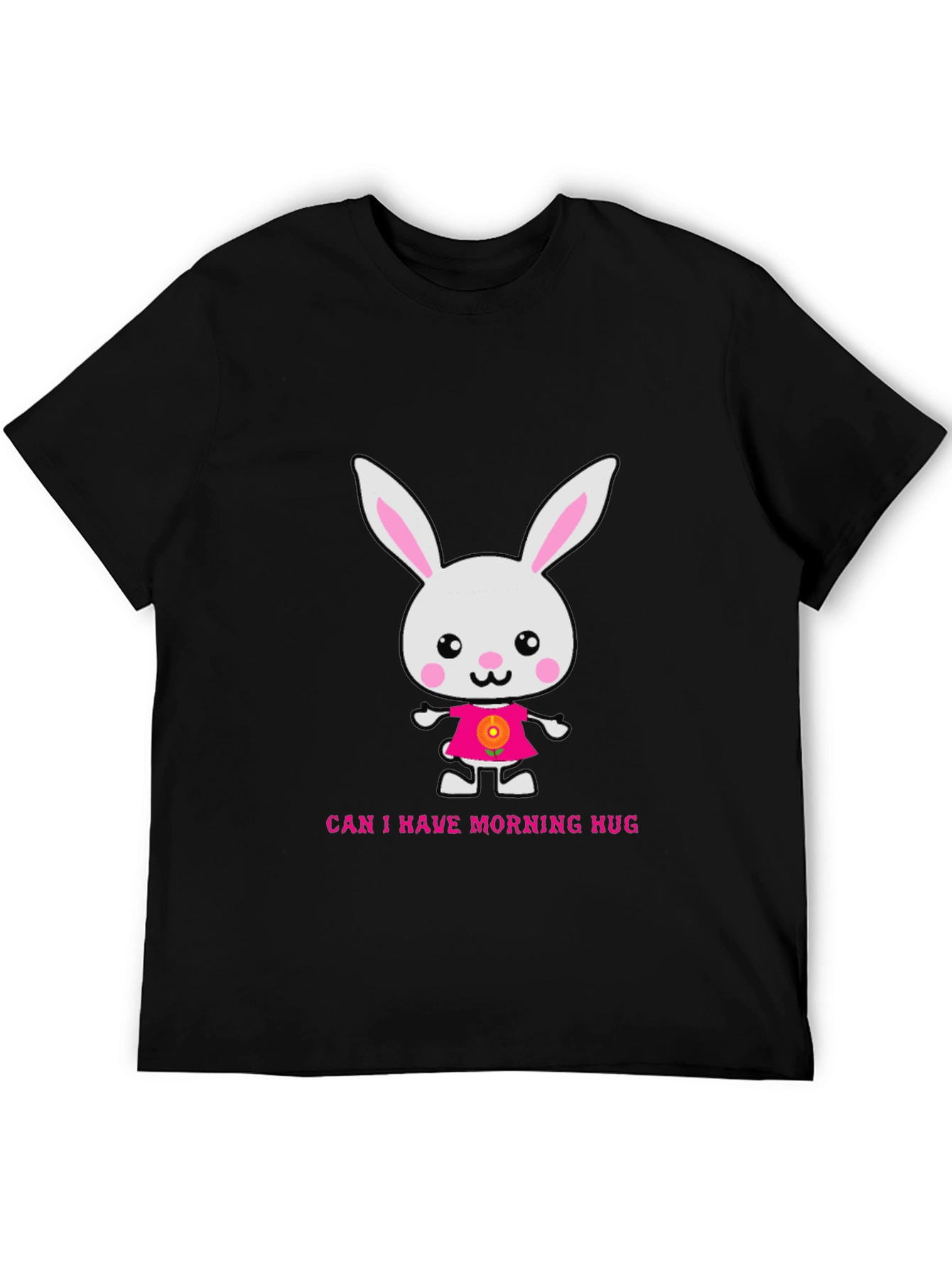Black Cute Bunny Morning Hug T-Shirt view 5
