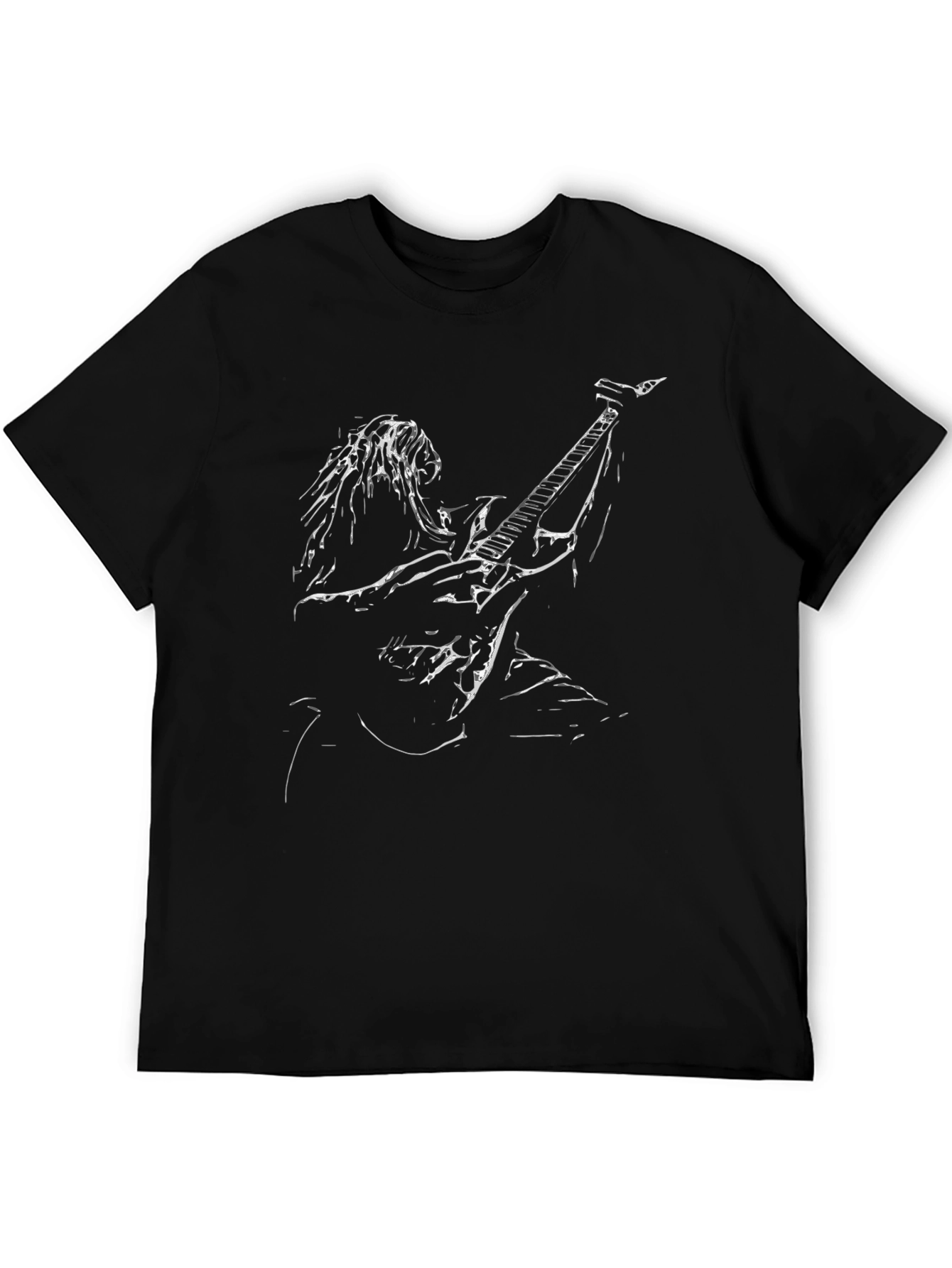 Black Guitarist Graphic Tee - Black Unisex Shirt view 5