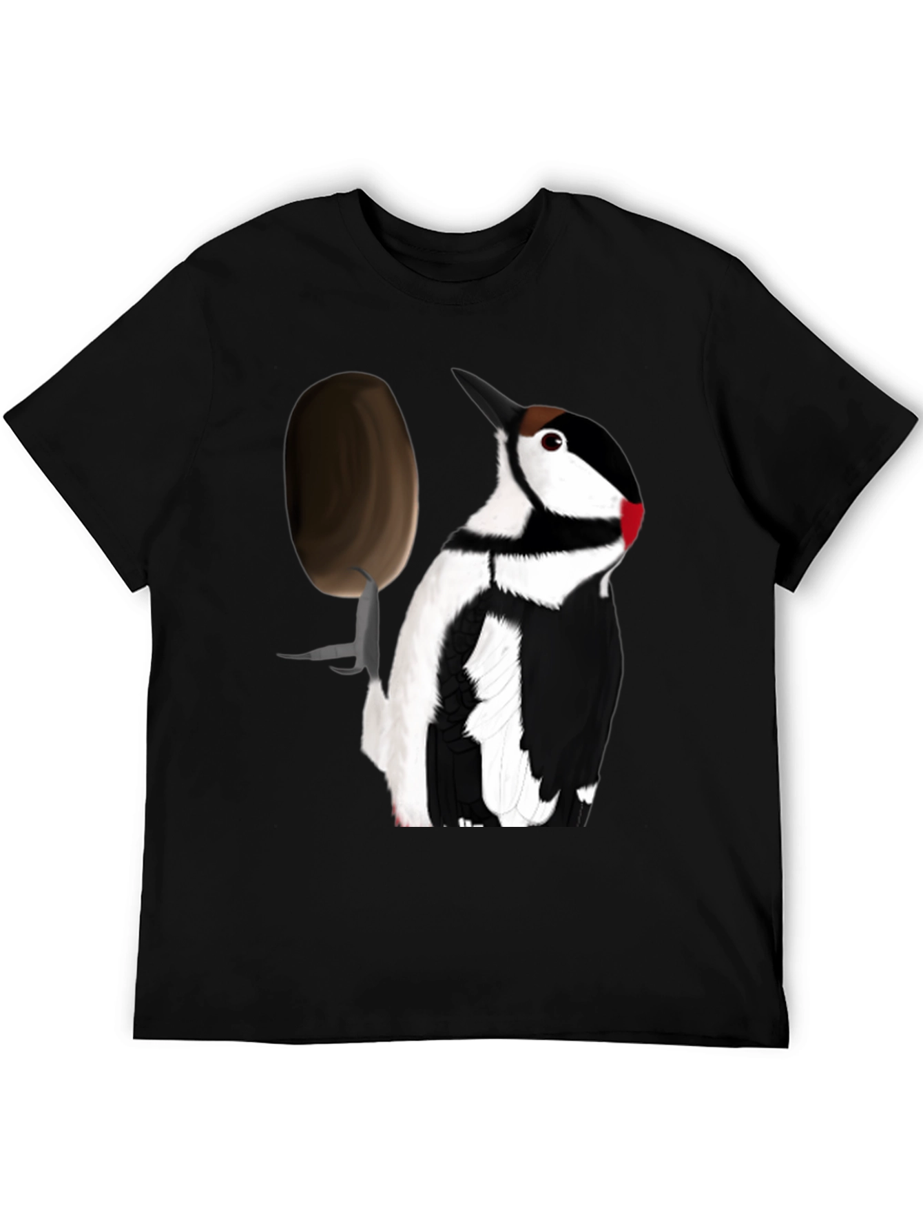 Black Woodpecker T-Shirt - Black Crew Neck Tee view 5