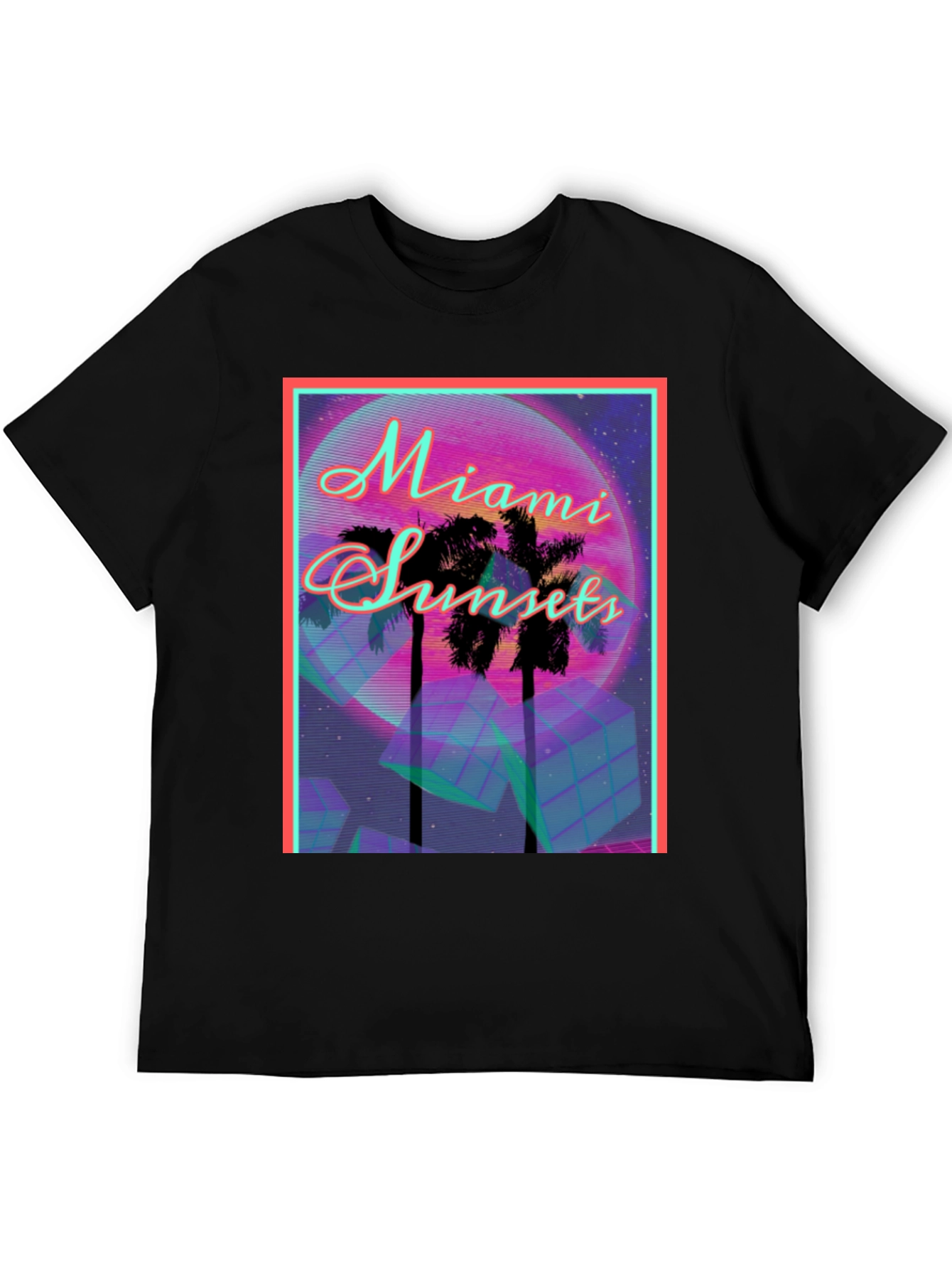 Black Miami Sunset Graphic Tee view 5