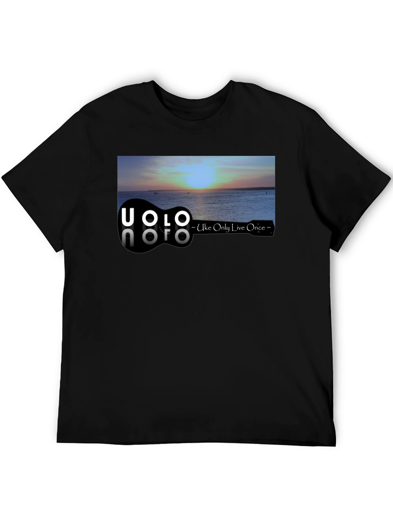 Black UOLO Ukulele Sunset Graphic Tee - Uke Only Live Once view 5