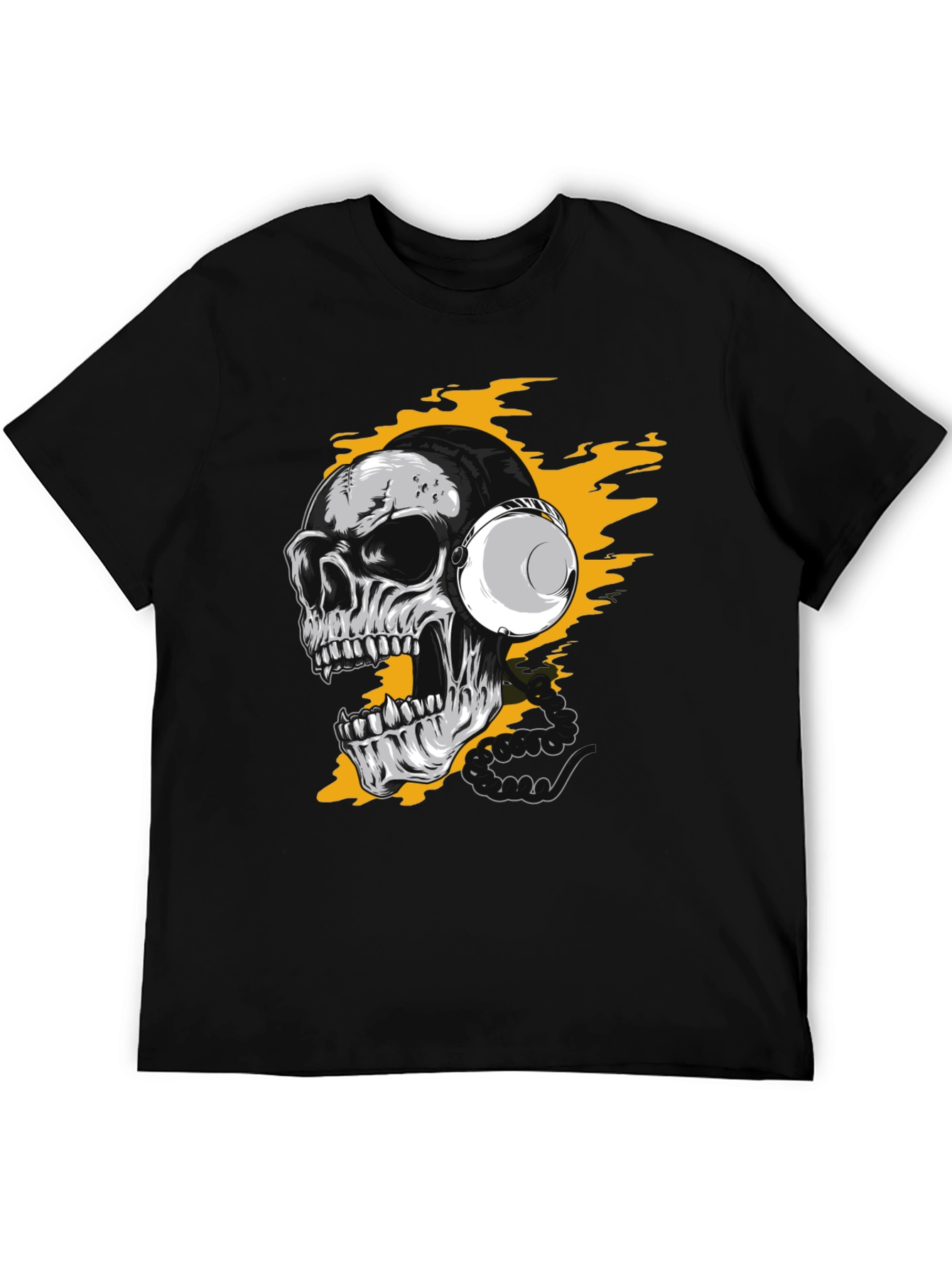 Black Skull Headphones Graphic Tee - Rocker Style view 5