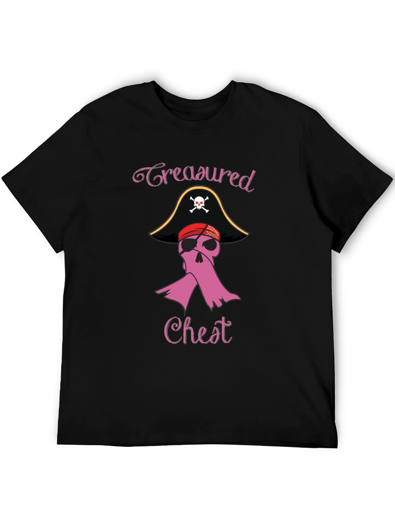 Black Treasured Chest Pirate Breast Cancer Awareness T-Shirt view 5