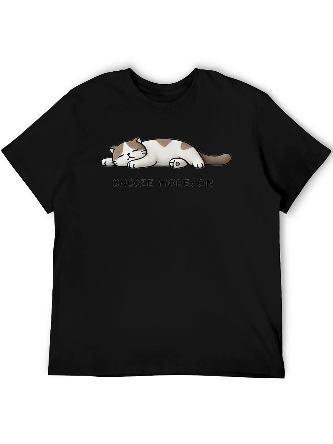 Black Snooze Mode: ON Cat T-Shirt view 5