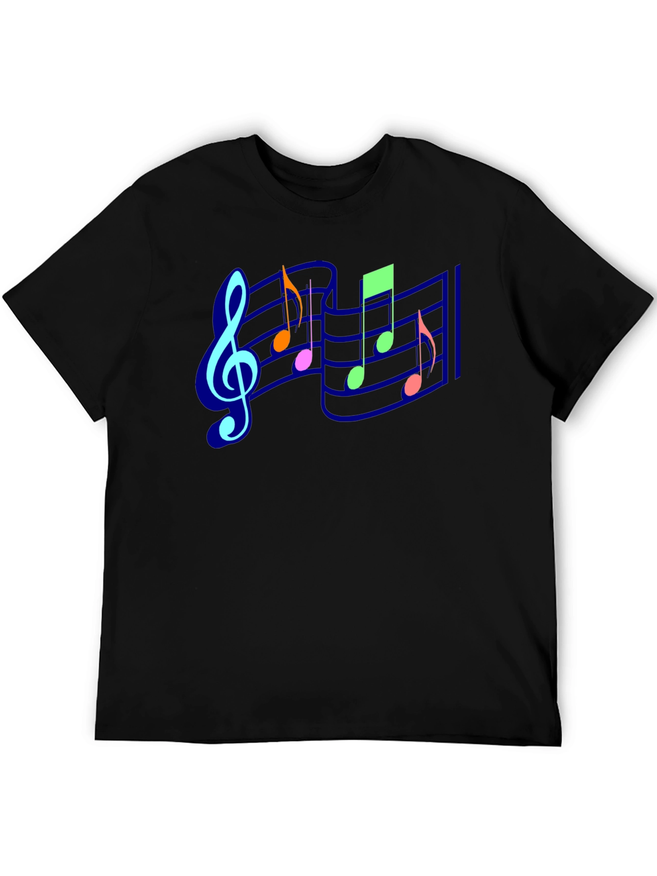 Black Musical Note Staff T-Shirt view 5