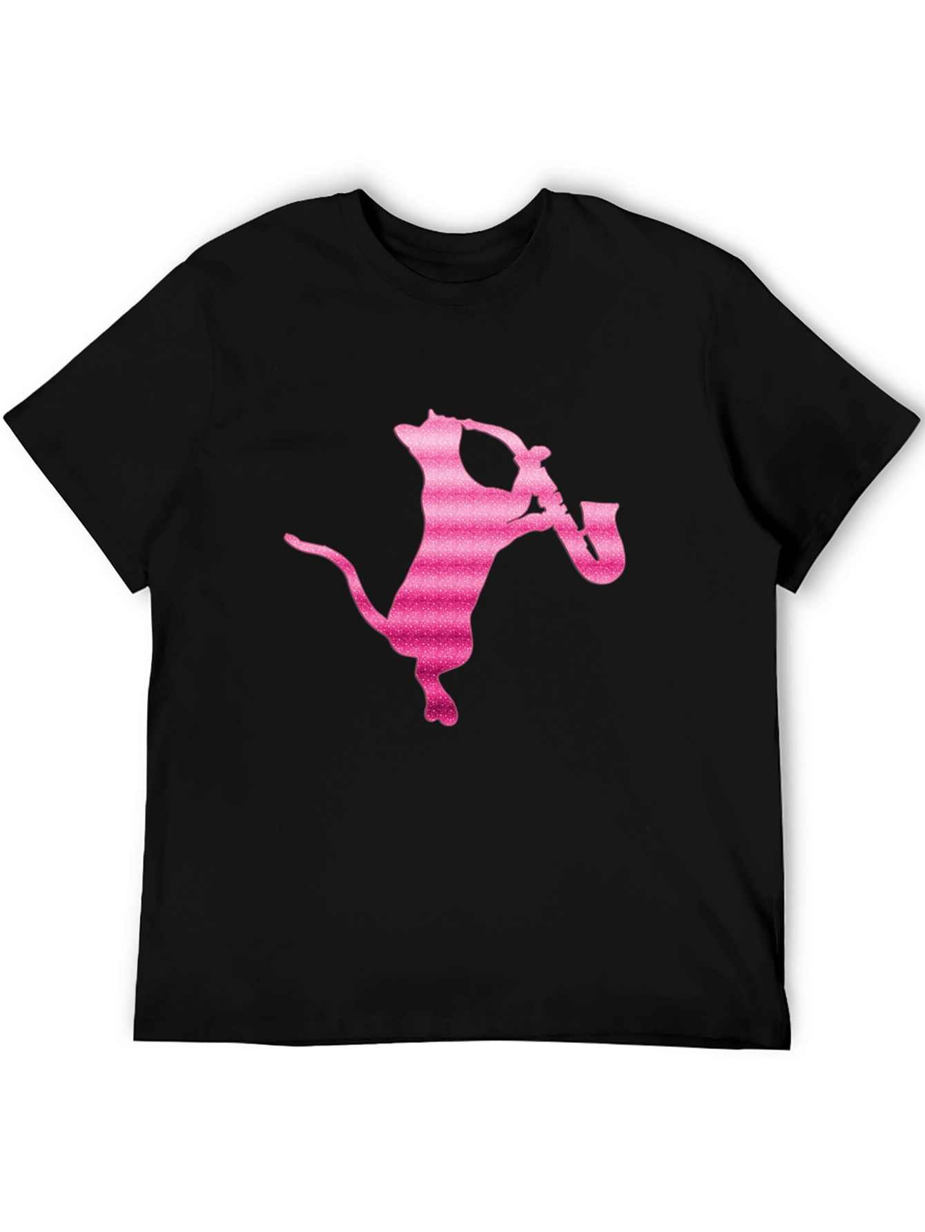 Black Cool Cat Saxophone T-Shirt - Black view 5