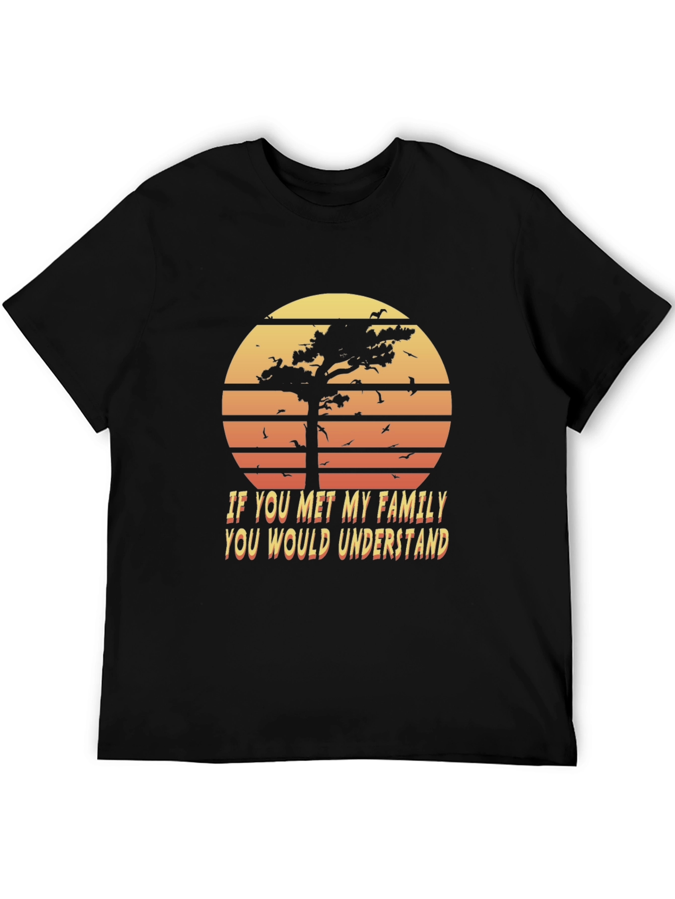 Black Retro Family Humor T-Shirt - Sunset Graphic Tee view 5