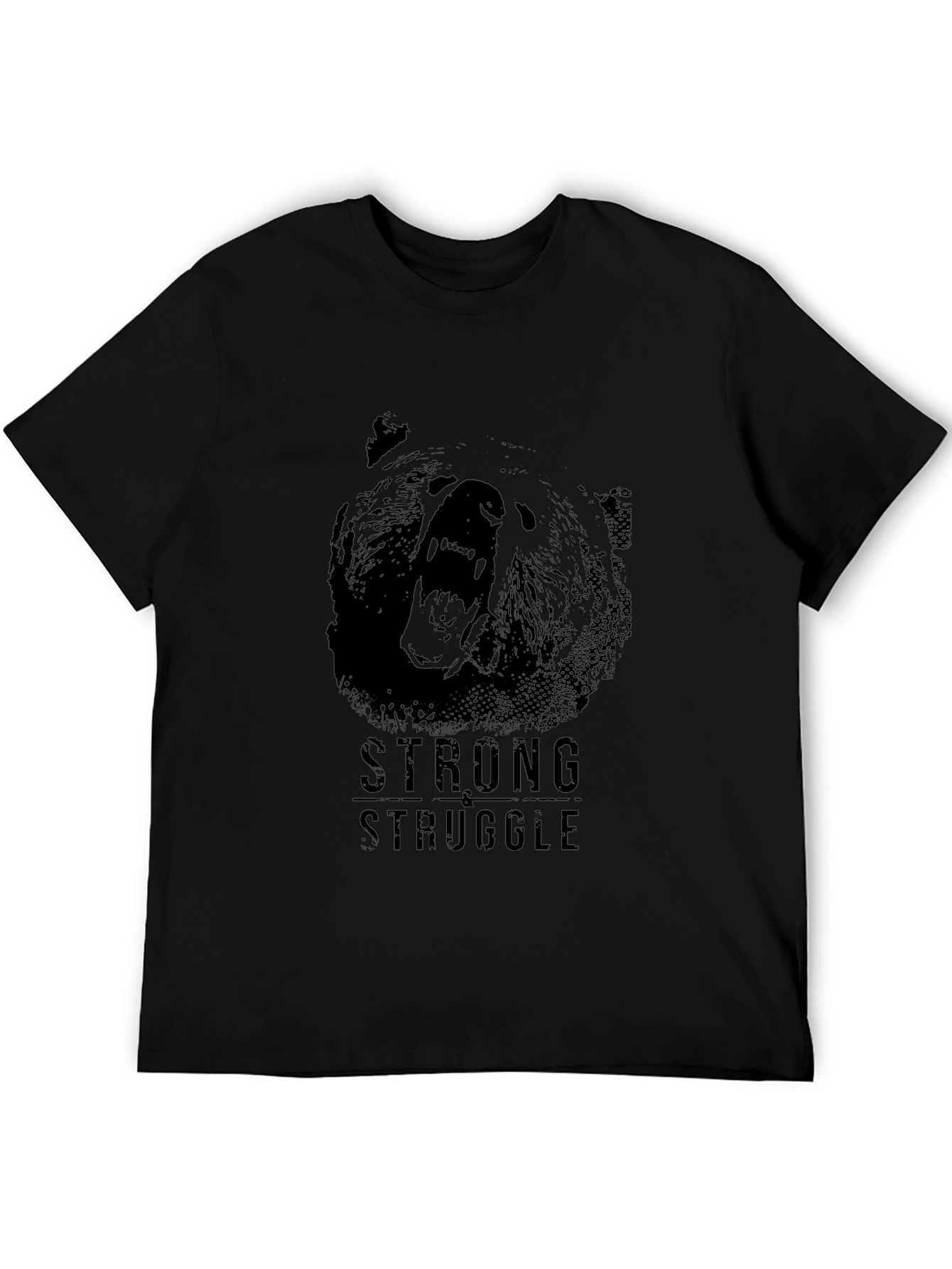 Black Strong Struggle Bear Graphic T-Shirt view 5