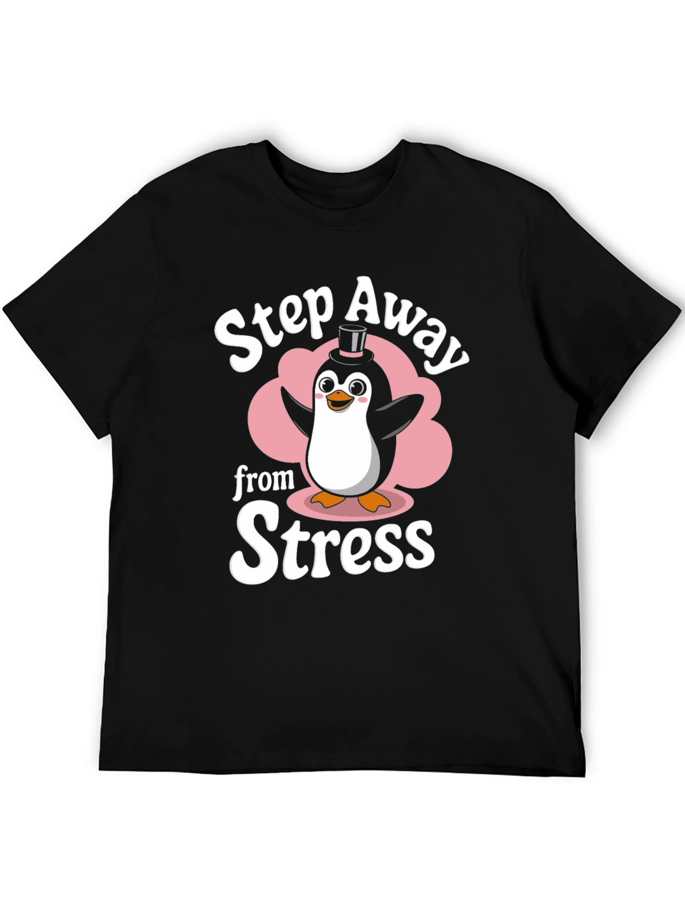 Black Step Away from Stress Penguin Graphic T-Shirt view 5