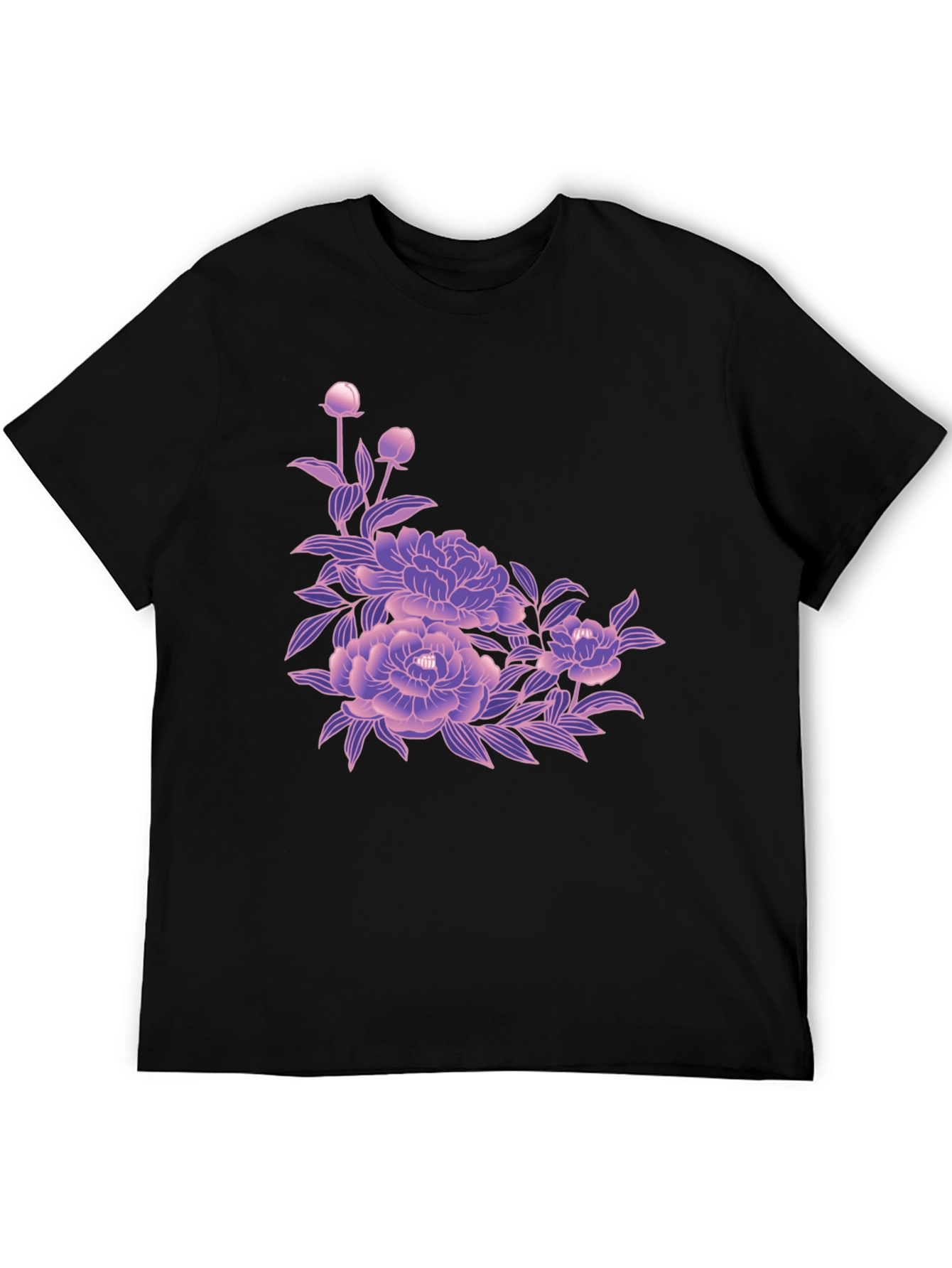 Black Black Tee with Floral Blossom Design view 5