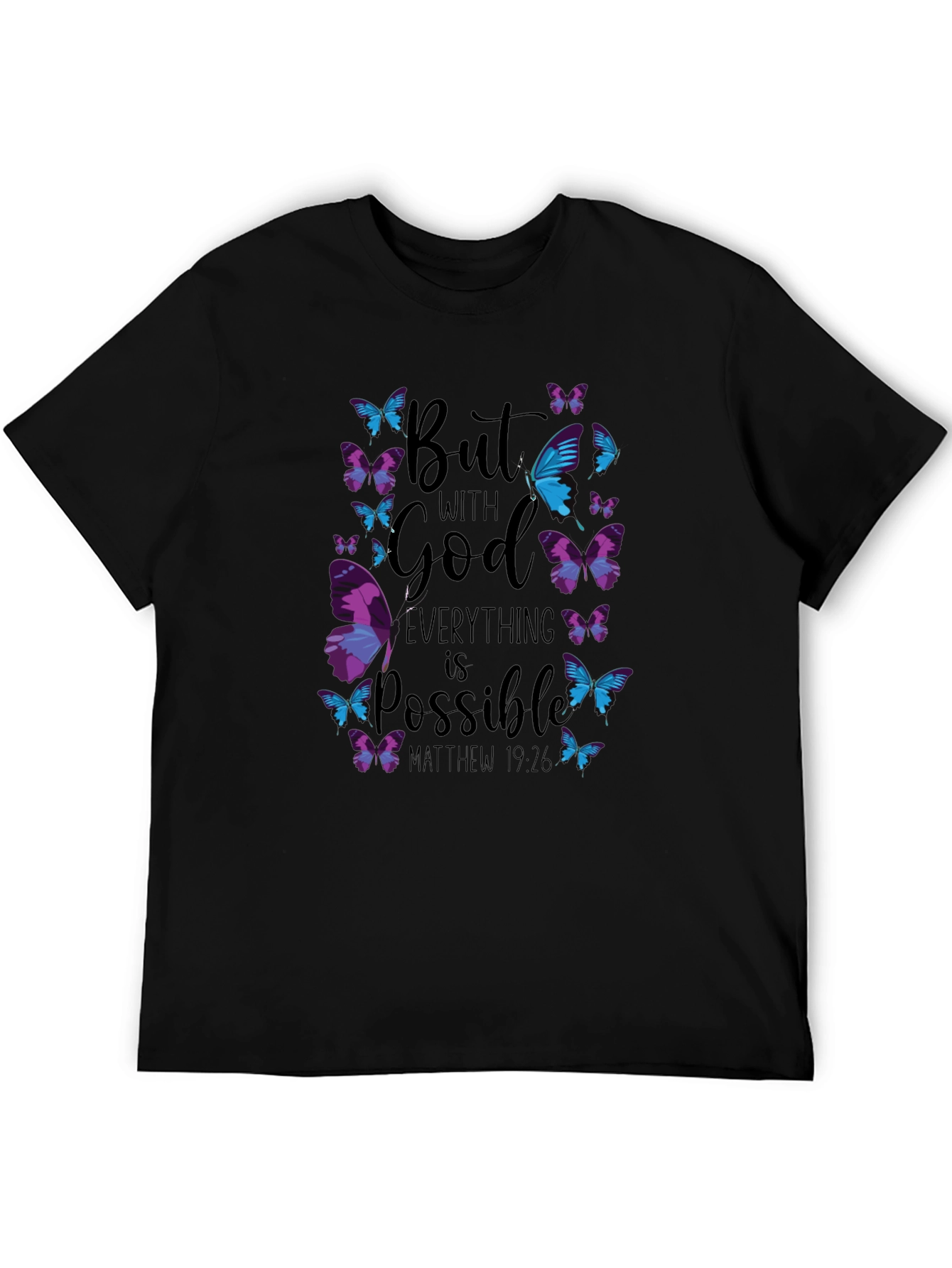 Black Faith-Inspired Butterfly Graphic T-Shirt view 5