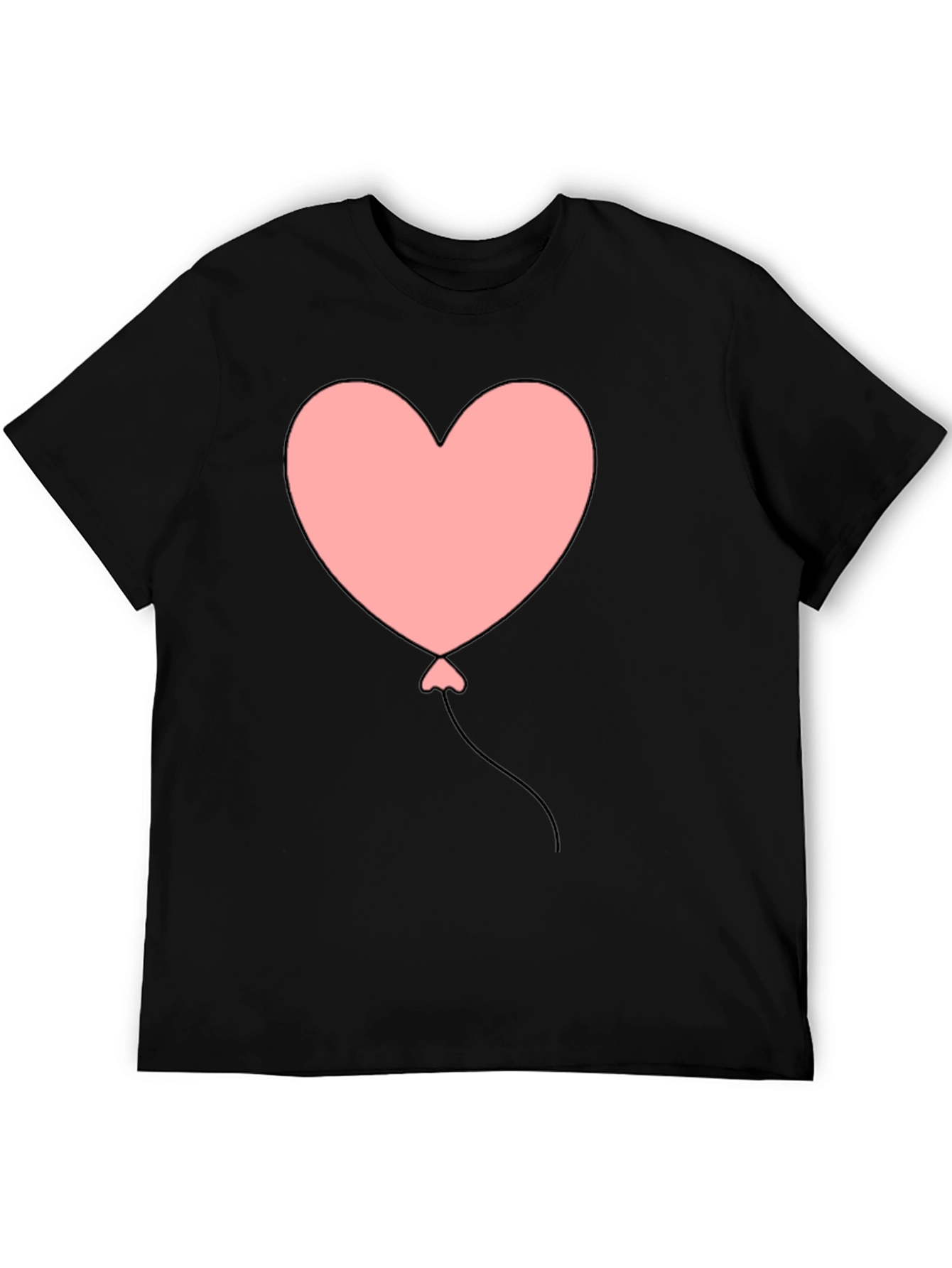 Black Heart Balloon Graphic Tee - Black Casual T-Shirt view 5