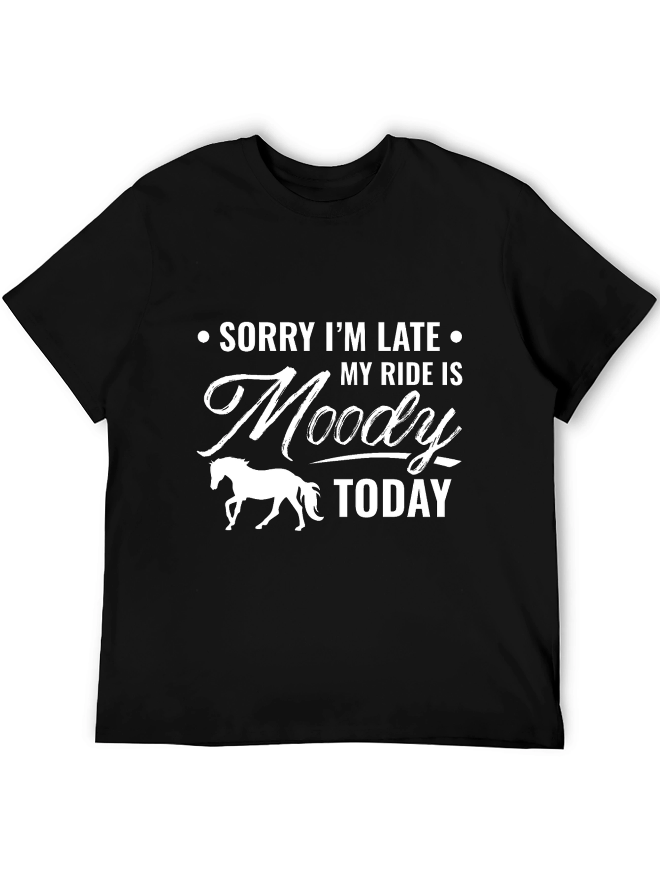 Black Moody Ride Horse Graphic Tee - Funny Equestrian Shirt view 5