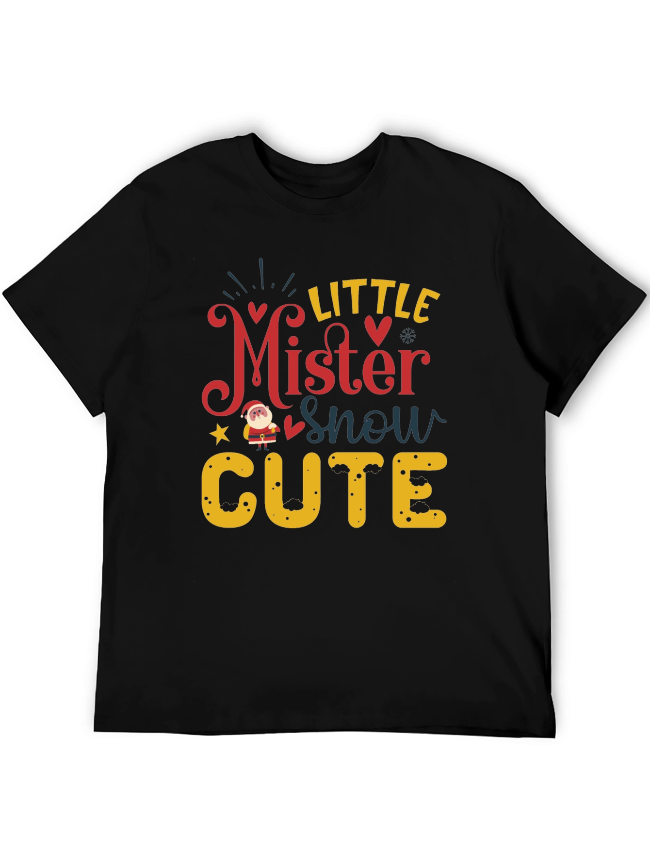 Black Little Mister Snow Cute Holiday T-Shirt view 5