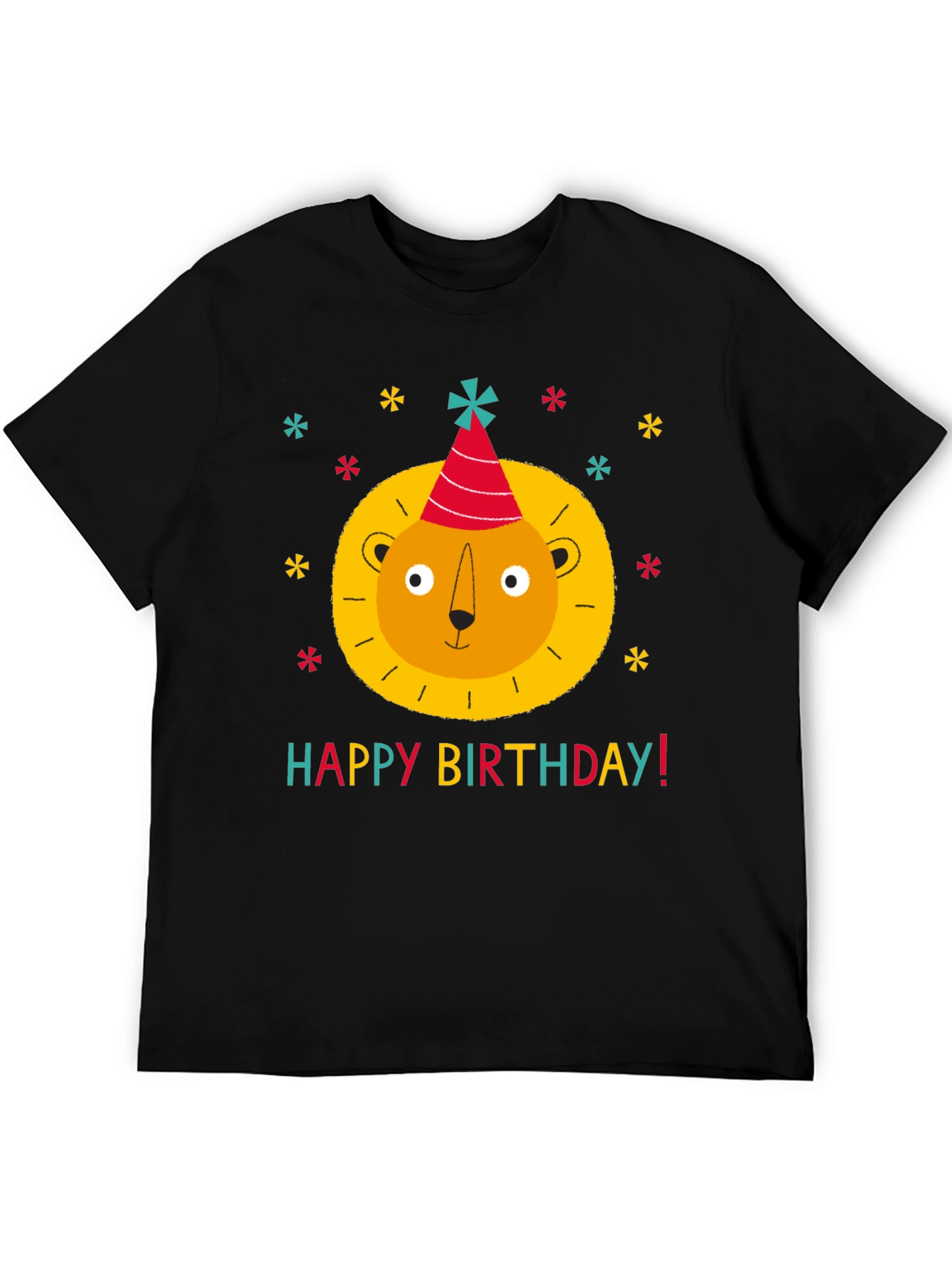 Black Birthday Lion T-Shirt - Fun Party Tee view 5
