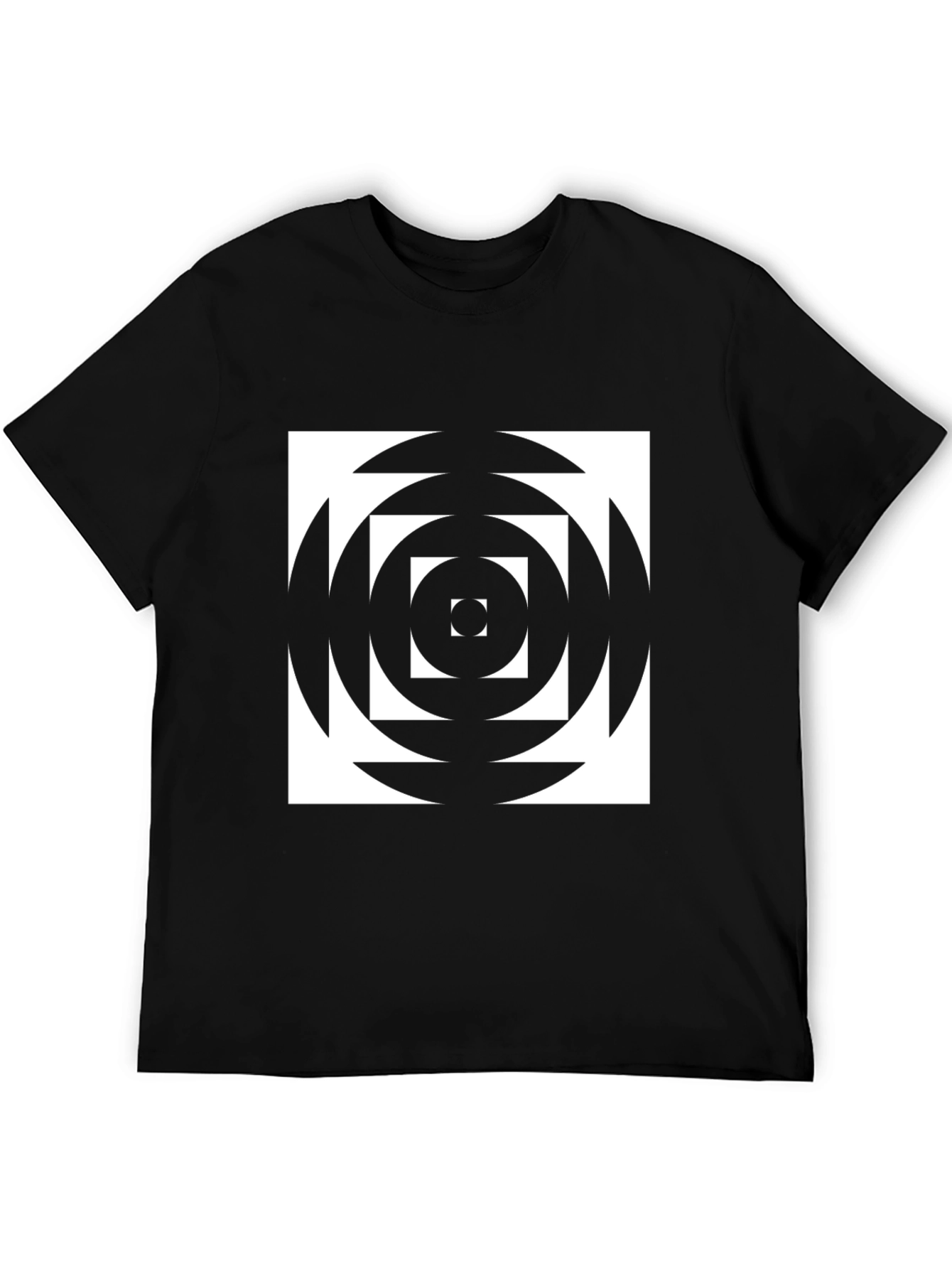 Black Geometric Optical Illusion Graphic T-Shirt view 5
