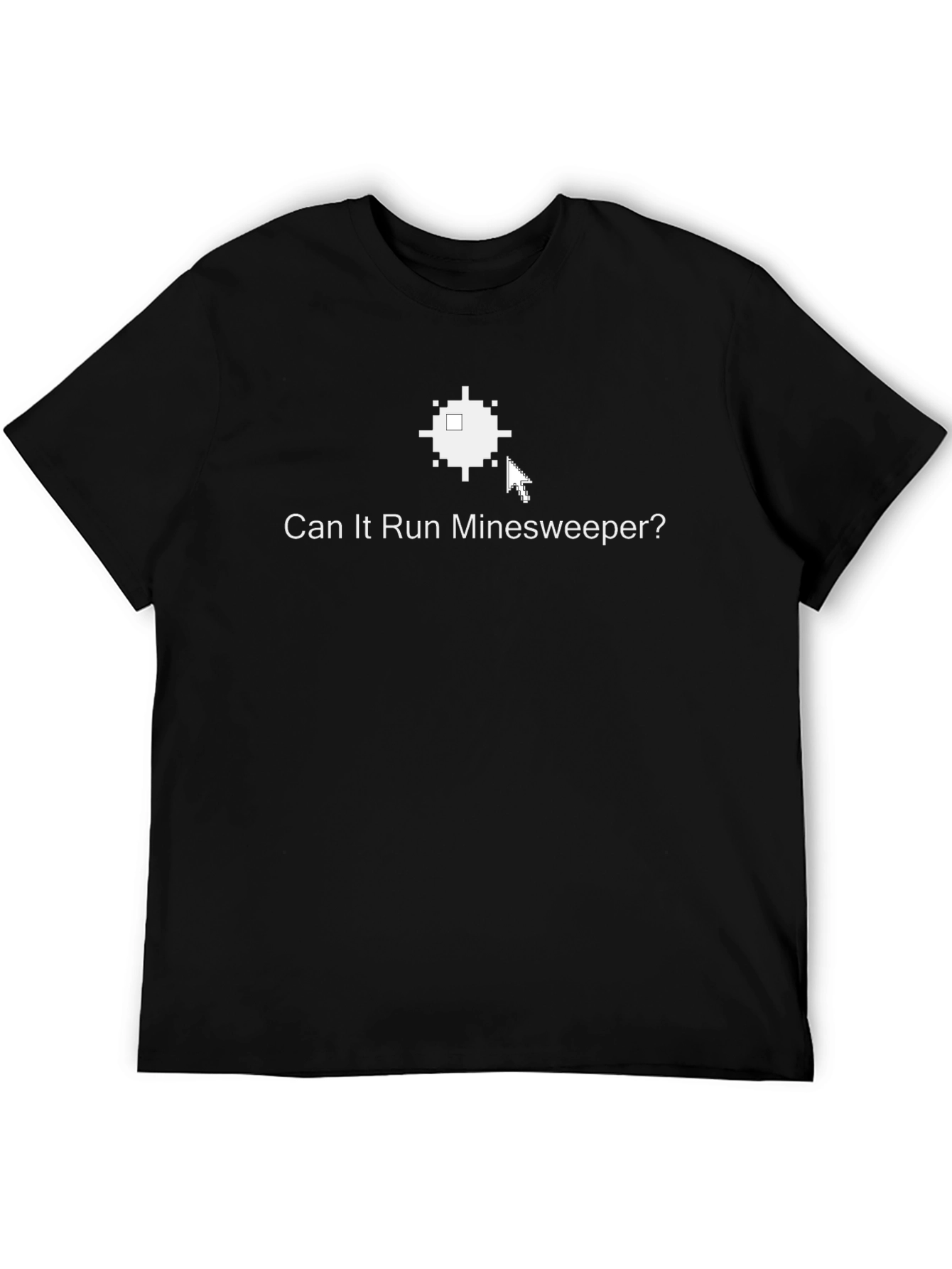 Black Can It Run Minesweeper? Graphic Tee view 5