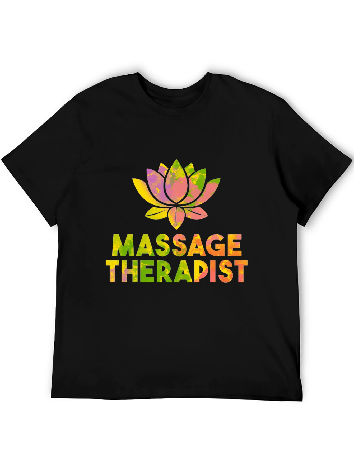 Black Massage Therapist Lotus Flower T-Shirt view 5