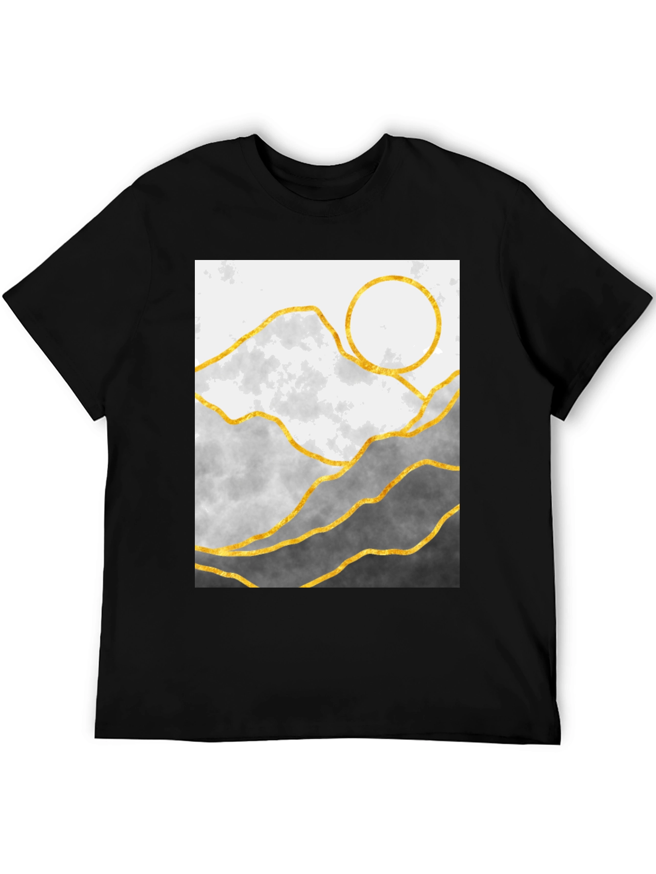 Black Mountainscape Graphic Tee - Stylish Geometric Design view 5