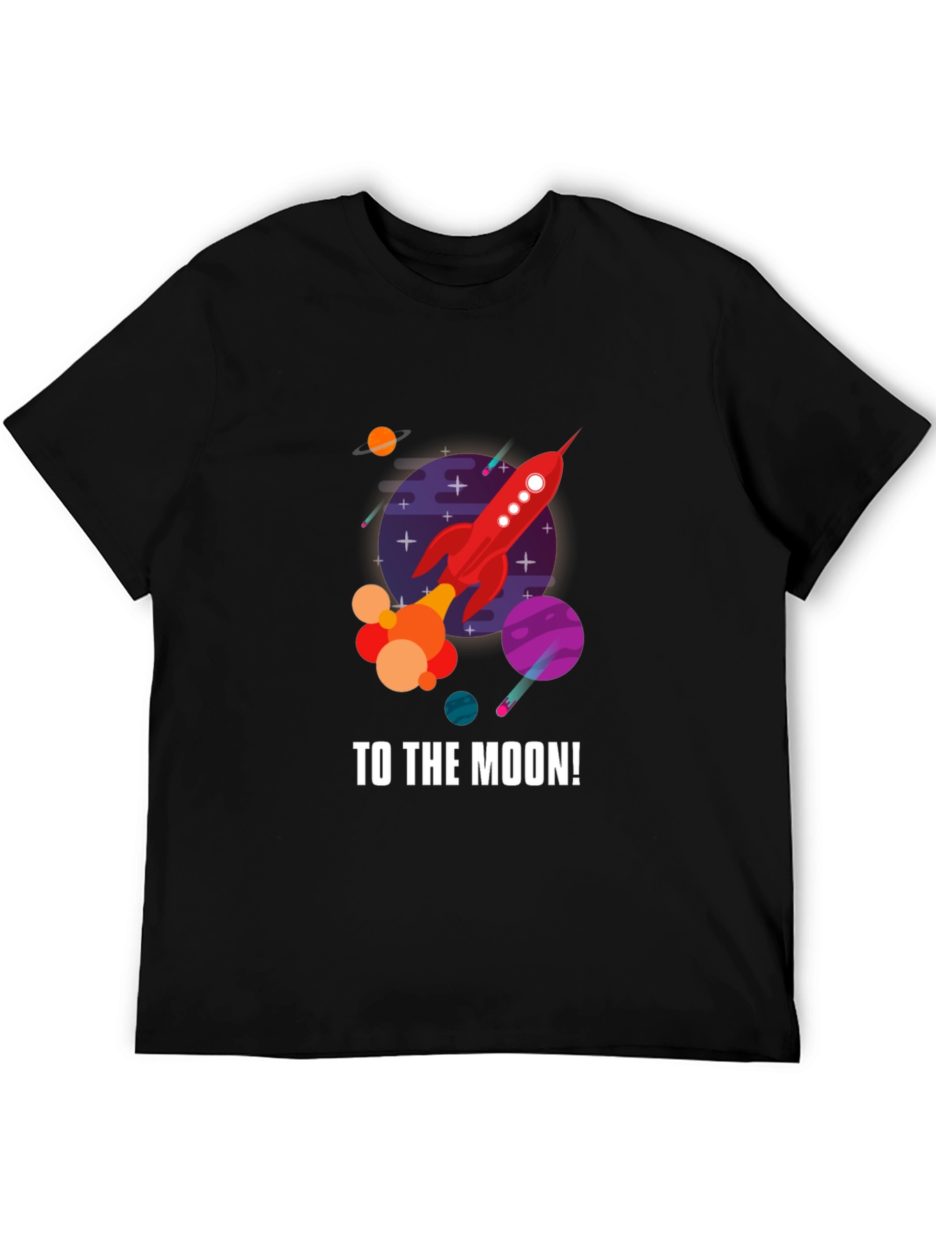 Black To the Moon Rocket Graphic T-Shirt - Black view 5