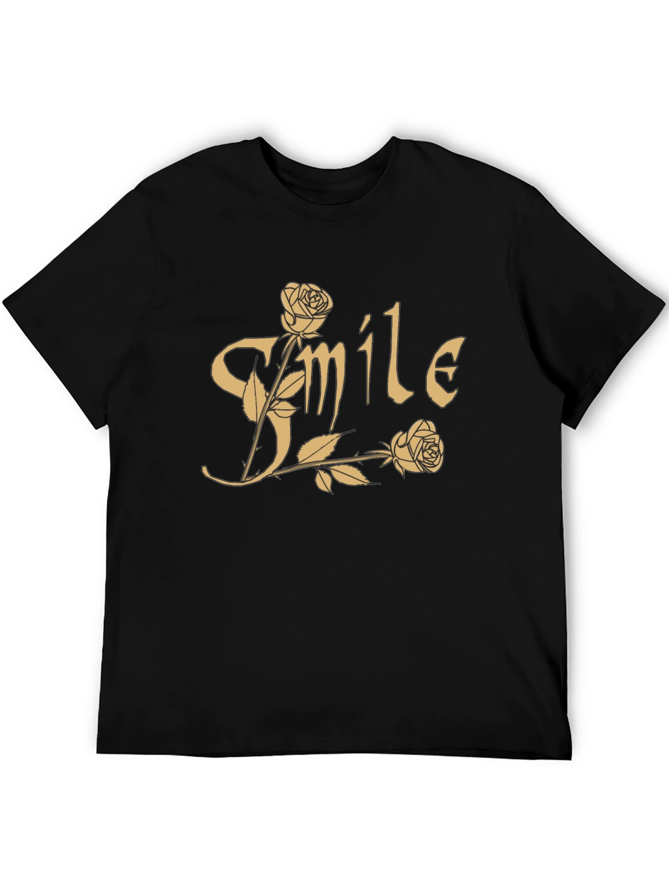 Black Smile Roses Graphic T-Shirt - Casual Cotton Tee view 5