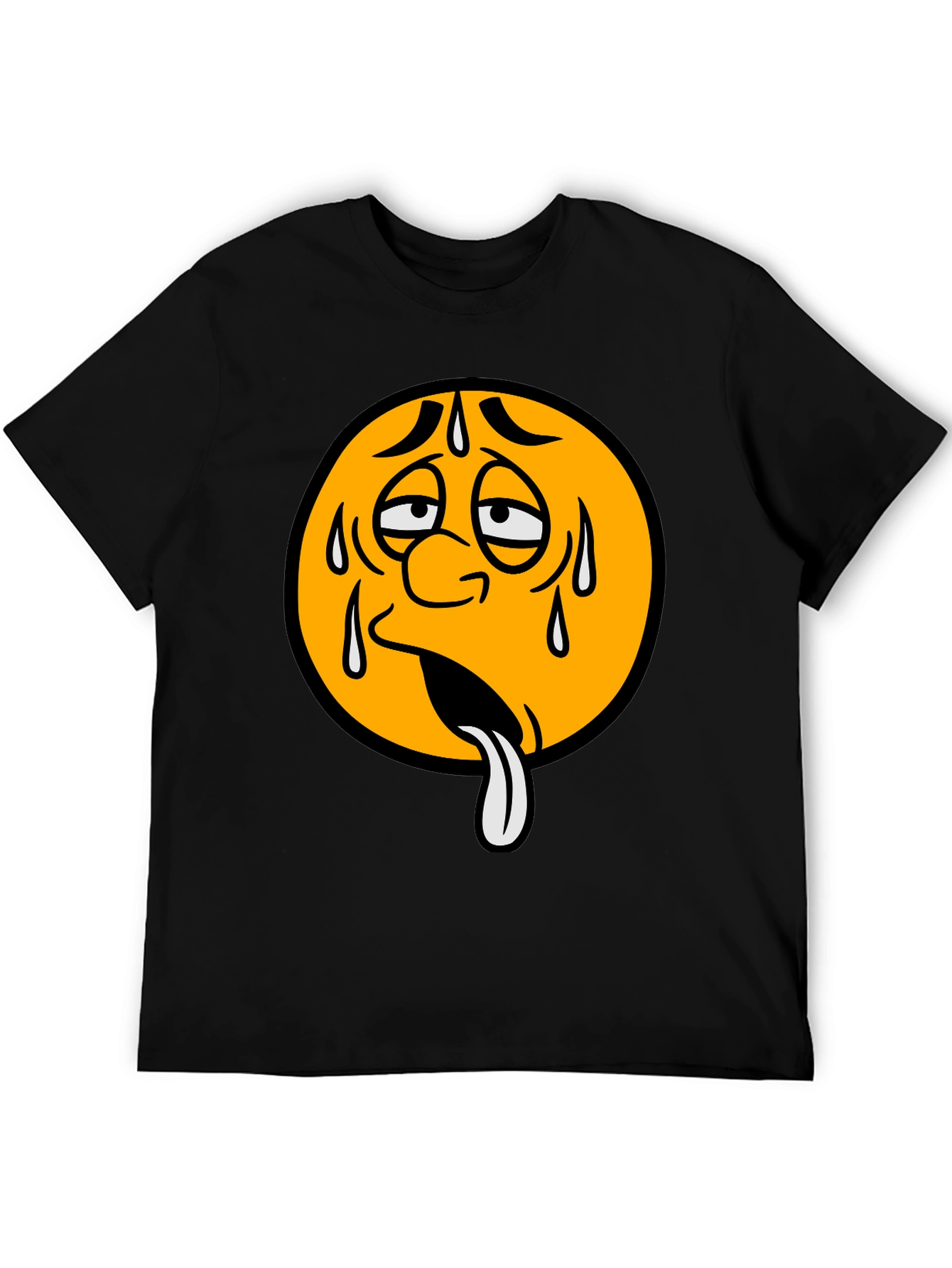 Black Sweating Emoji Graphic T-Shirt - Unisex view 5