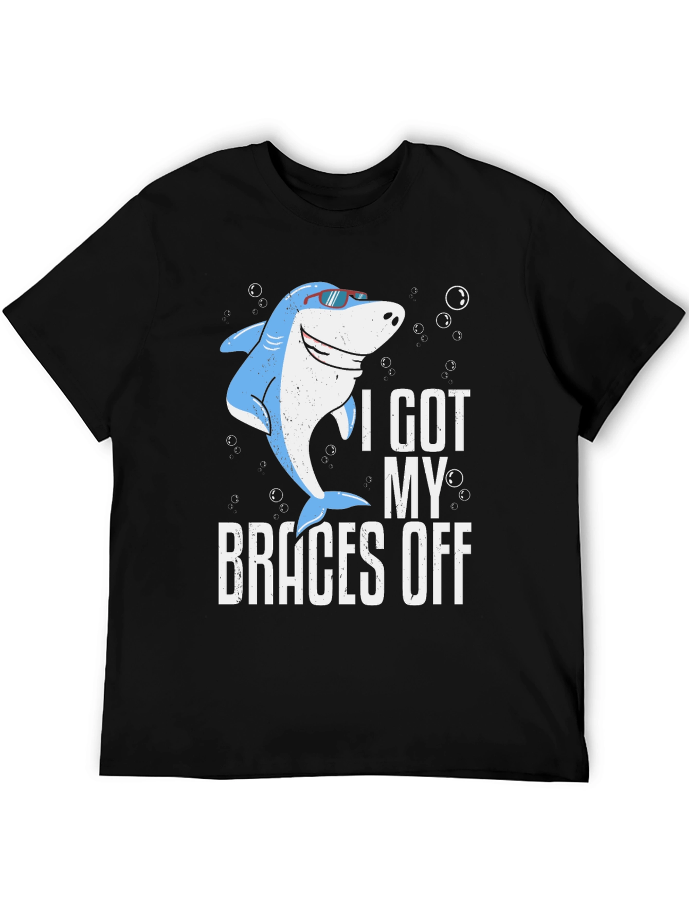 Black Funny Shark Braces Off T-Shirt view 5