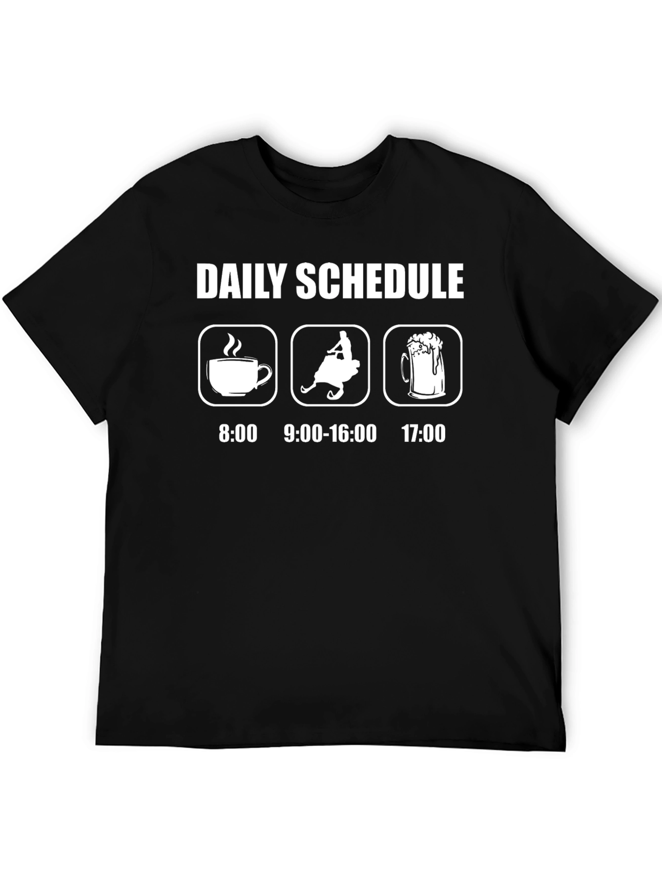 Black Daily Schedule T-Shirt: Coffee, Snowmobile, Beer view 5