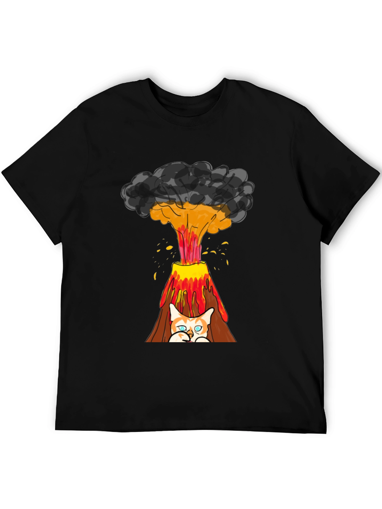 Black Volcano Cat Graphic Tee - Fun & Unique Design view 5