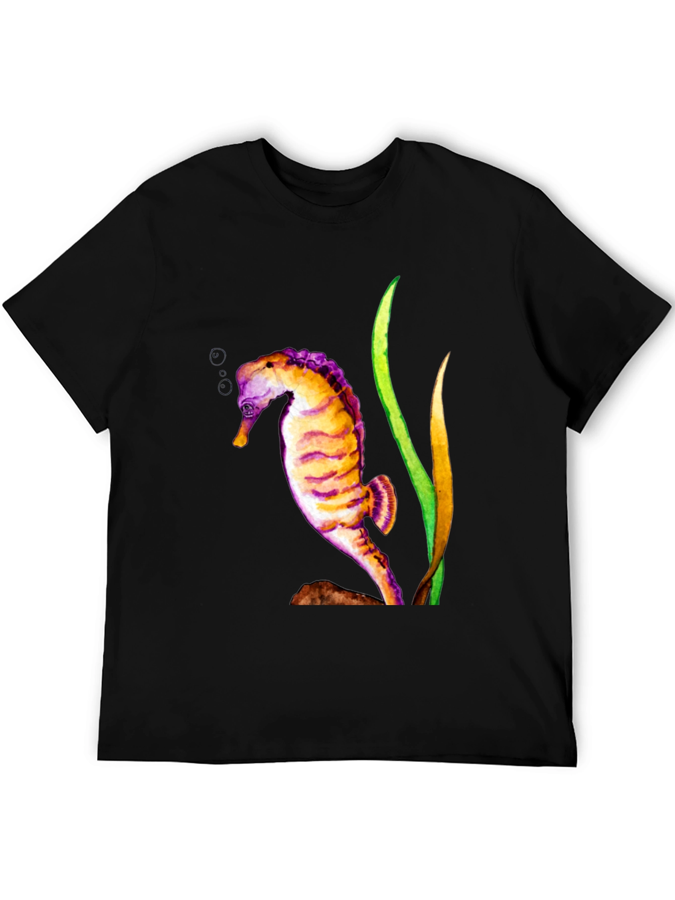 Black Seahorse Graphic Black T-Shirt view 5