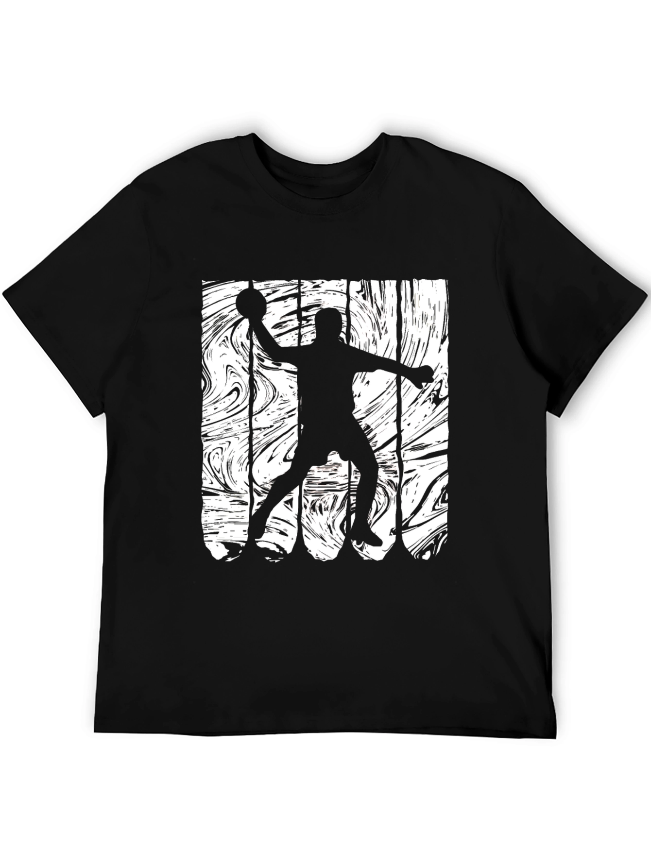 Black Handball Player Silhouette Graphic Tee - Black view 5