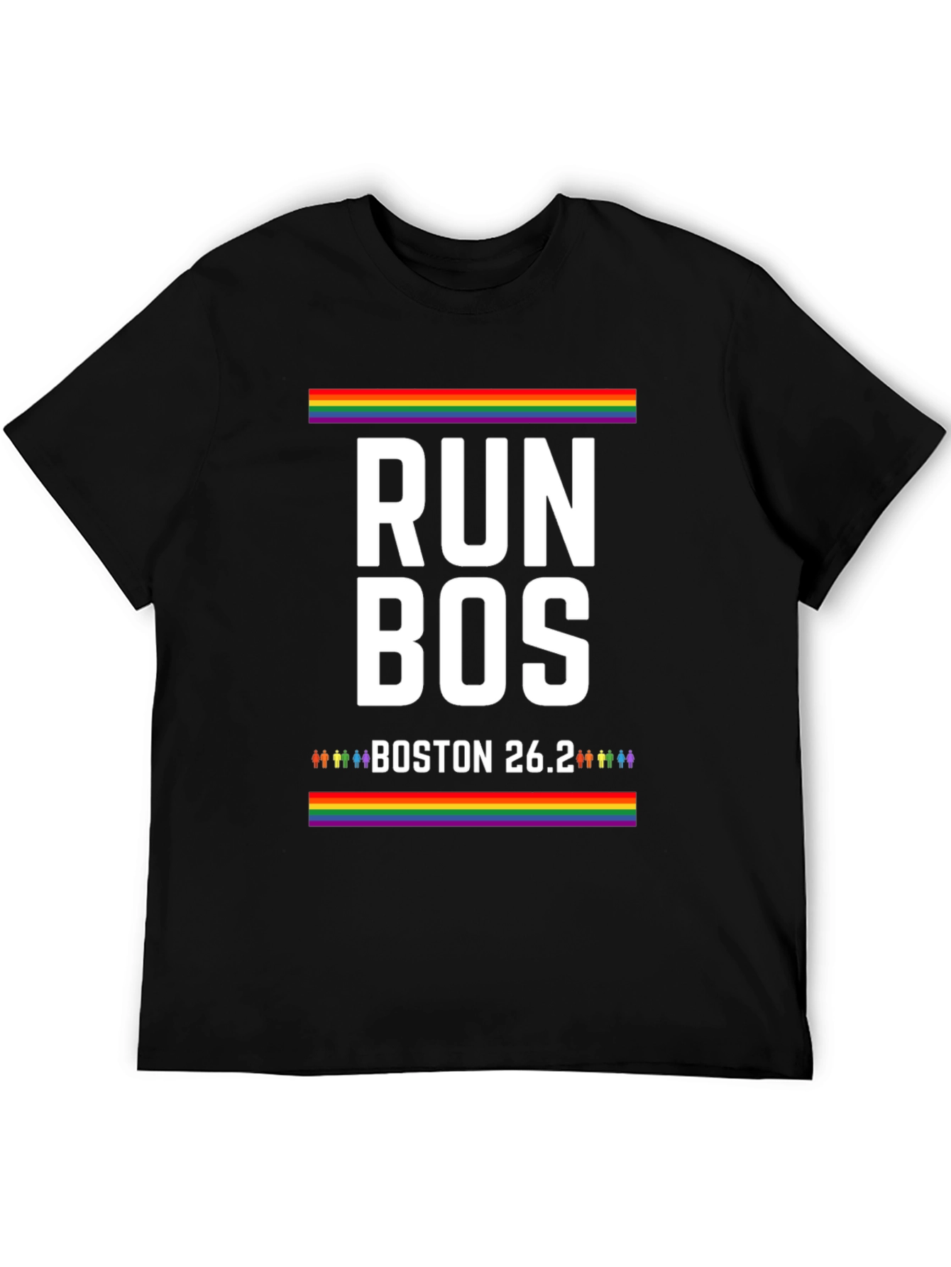 Black Run Bos Pride T-Shirt - Boston 26.2 Marathon LGBT view 5