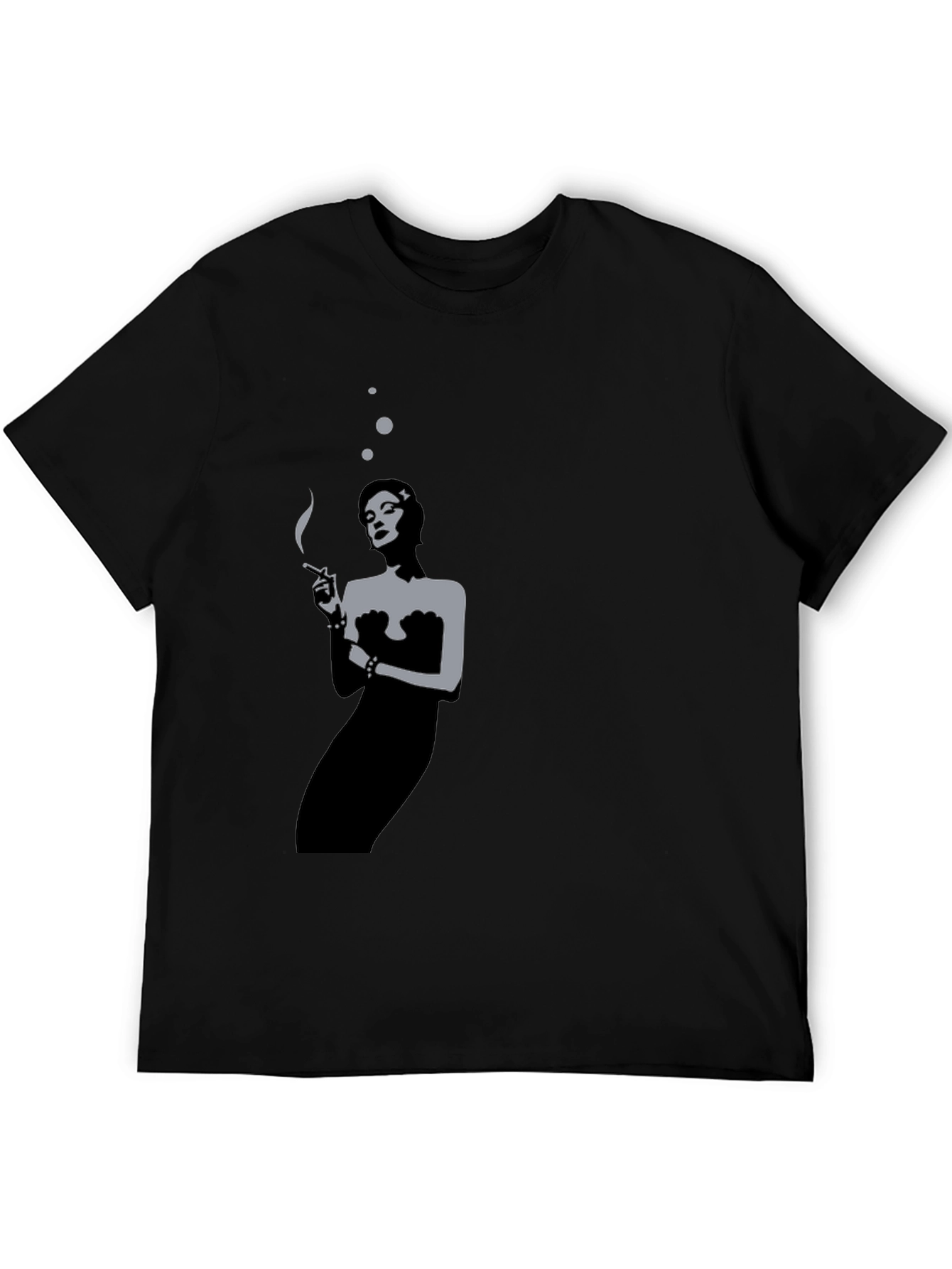 Black Retro Smoking Woman Black T-Shirt view 5