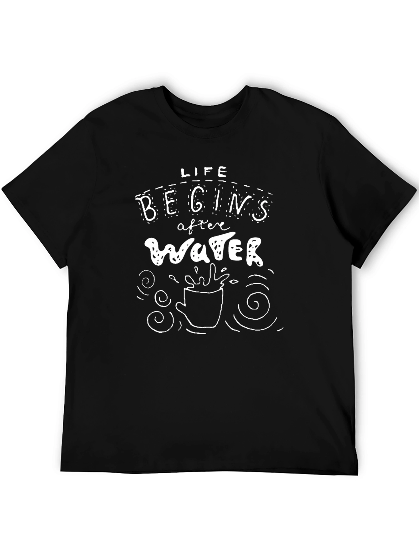 Black Life Begins After Water Graphic Tee view 5