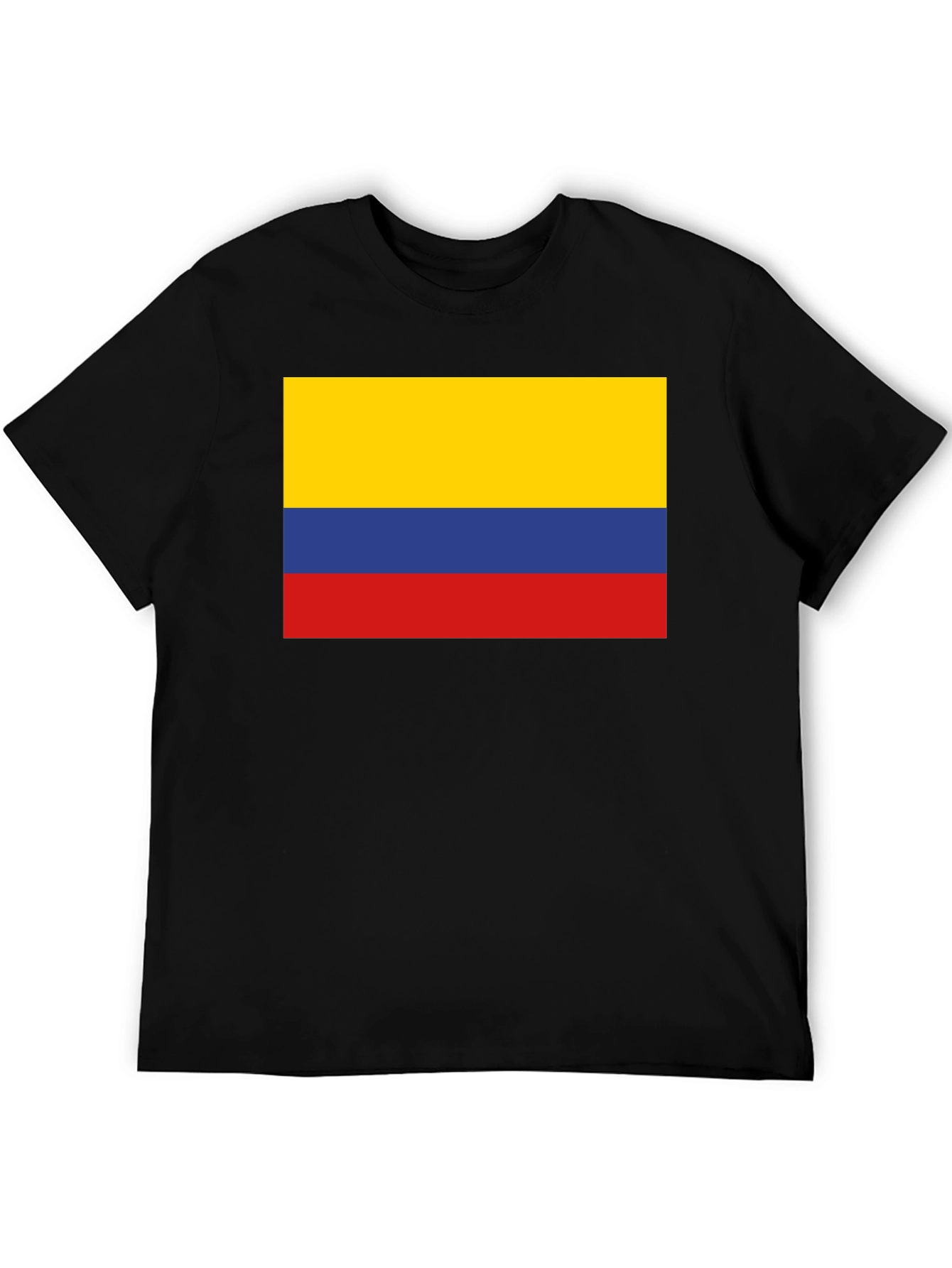 Black Colombia Flag T-Shirt - Black Crew Neck Tee view 5