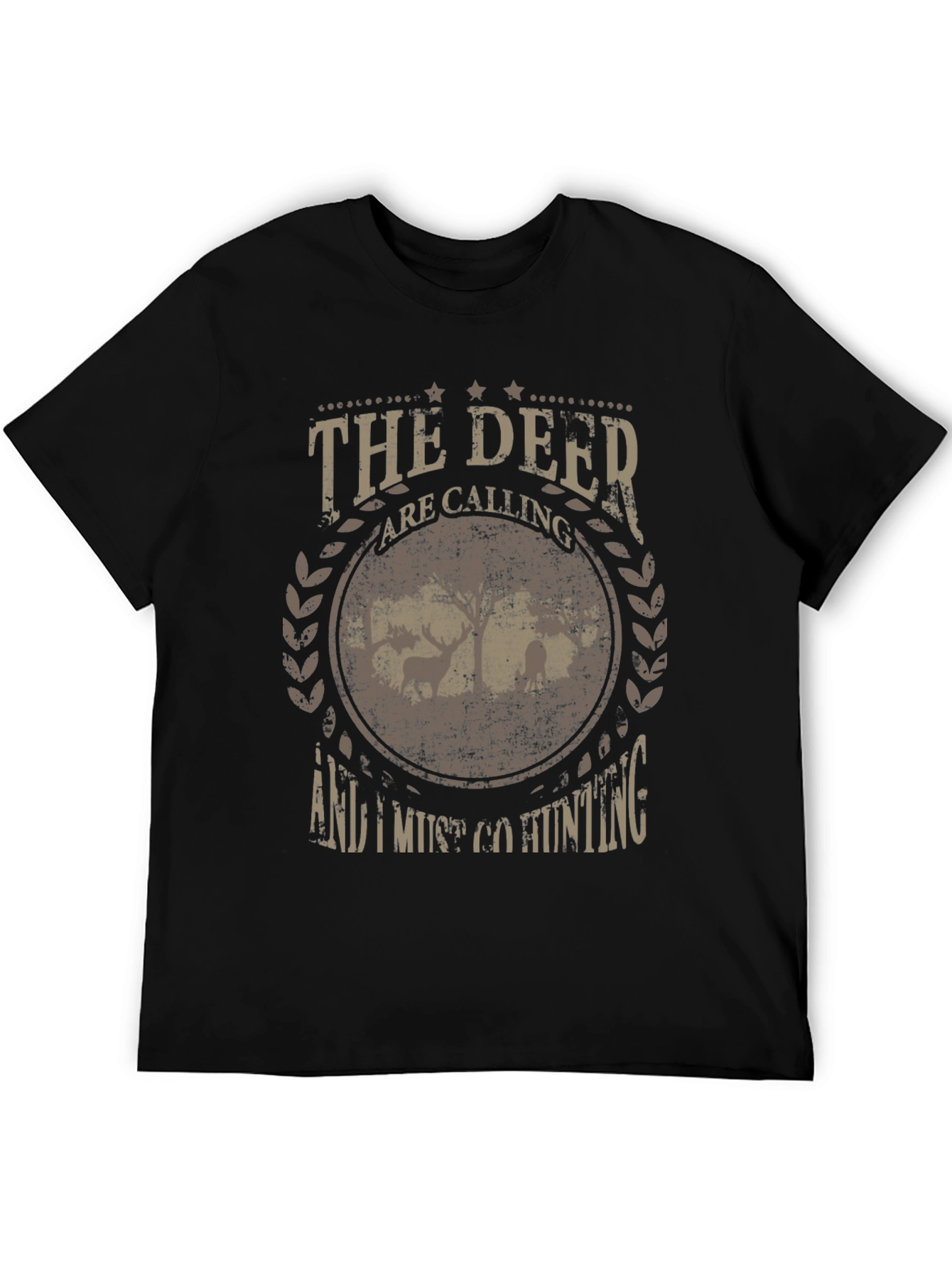 Black The Deer are Calling Hunting Graphic T-Shirt view 5