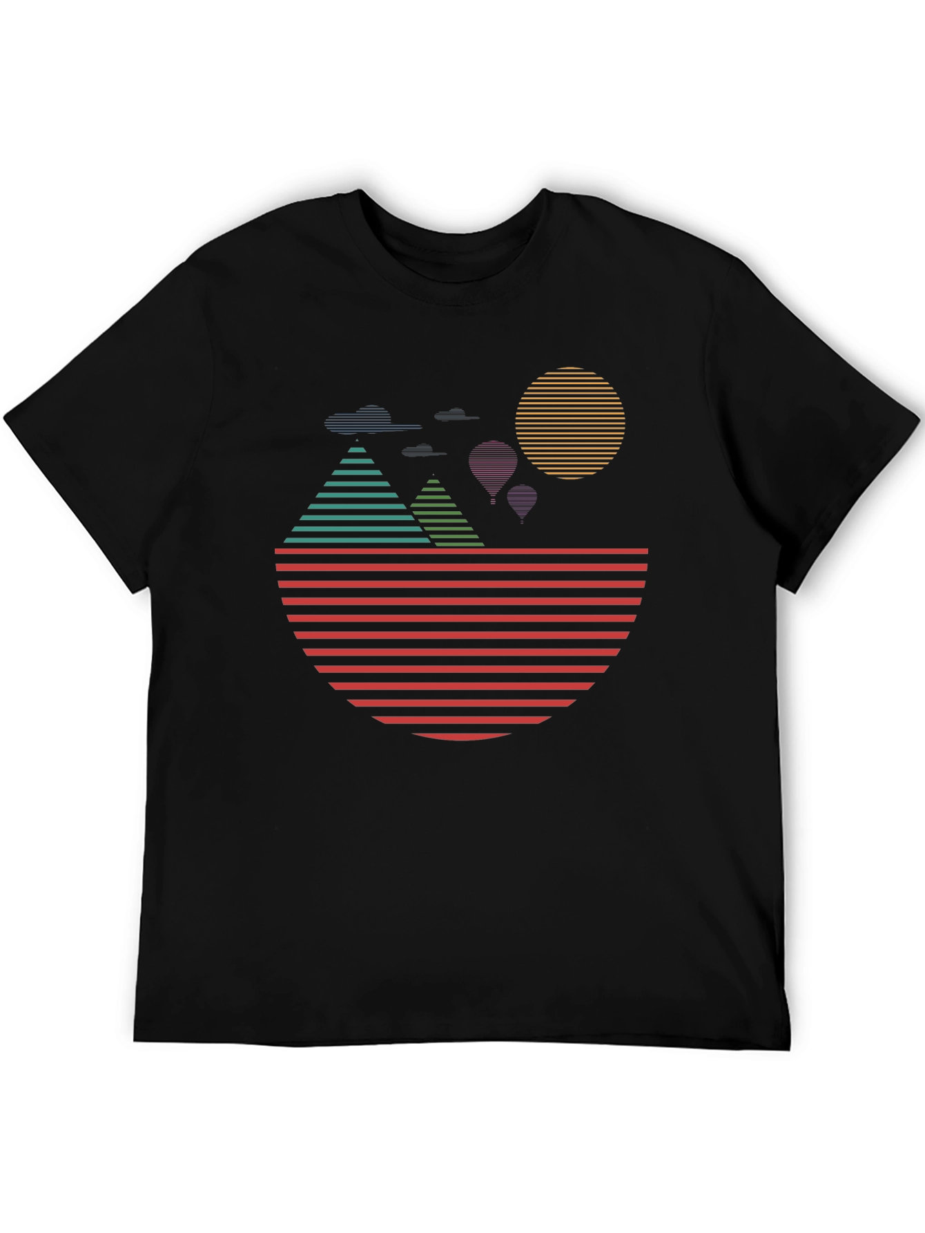 Black Retro Sunset Landscape Graphic Tee - Black view 5