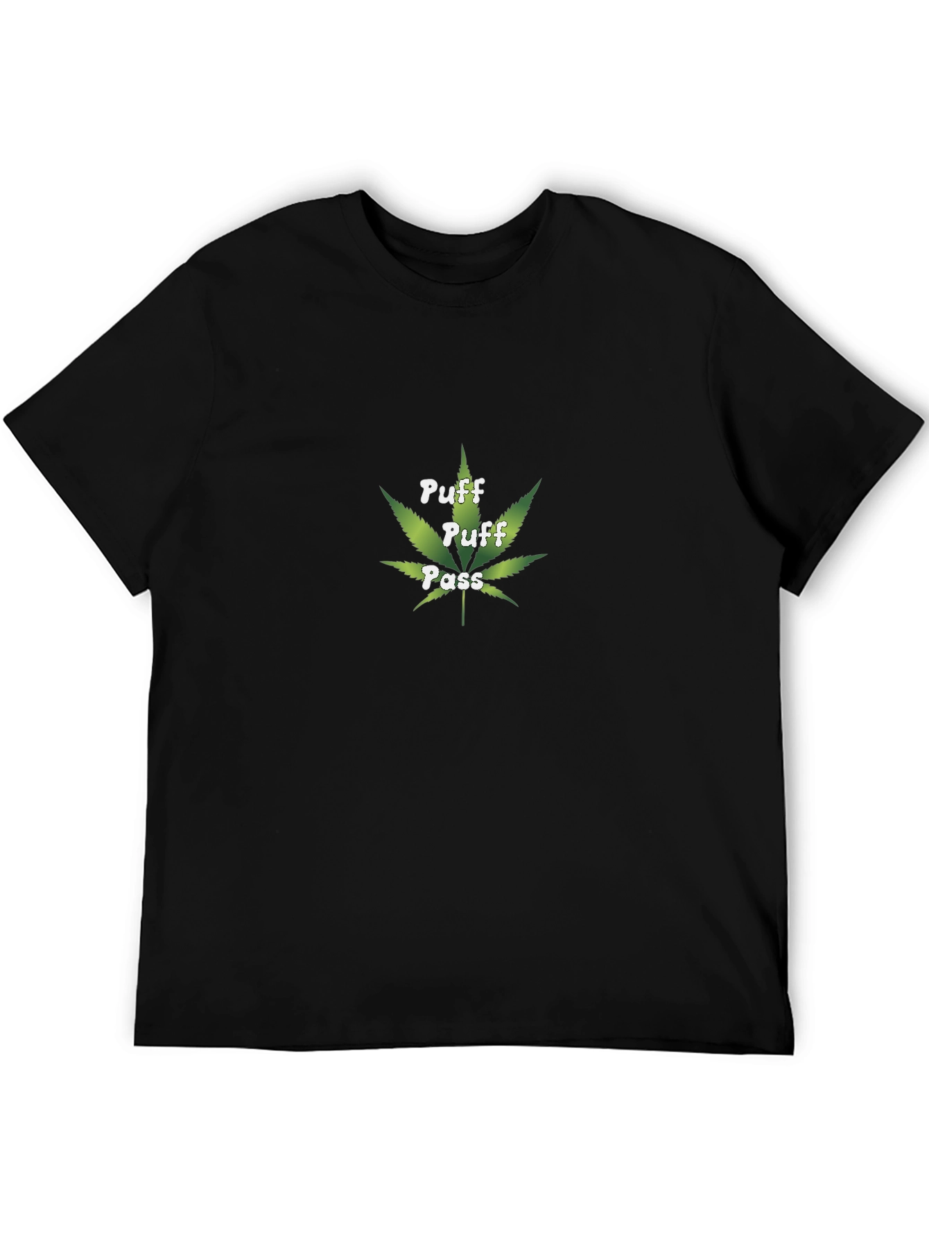 Black Puff Puff Pass T-Shirt - Classic Black Crew Neck Tee view 5
