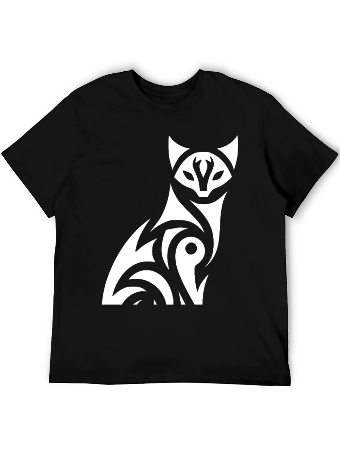 Black Tribal Fox Graphic Tee - Stylish Black T-Shirt view 5