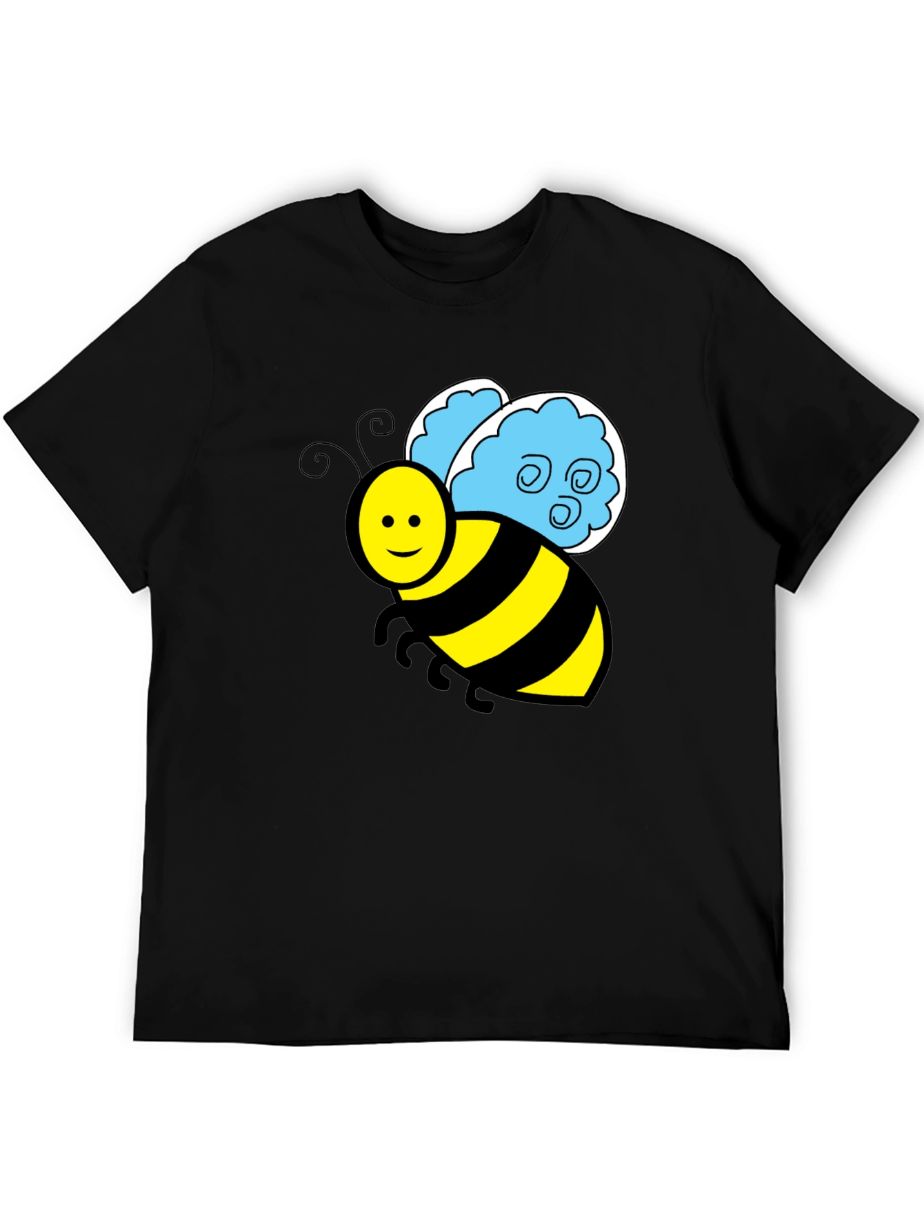 Black Cartoon Bee Graphic T-Shirt - Black Crew Neck Tee view 5
