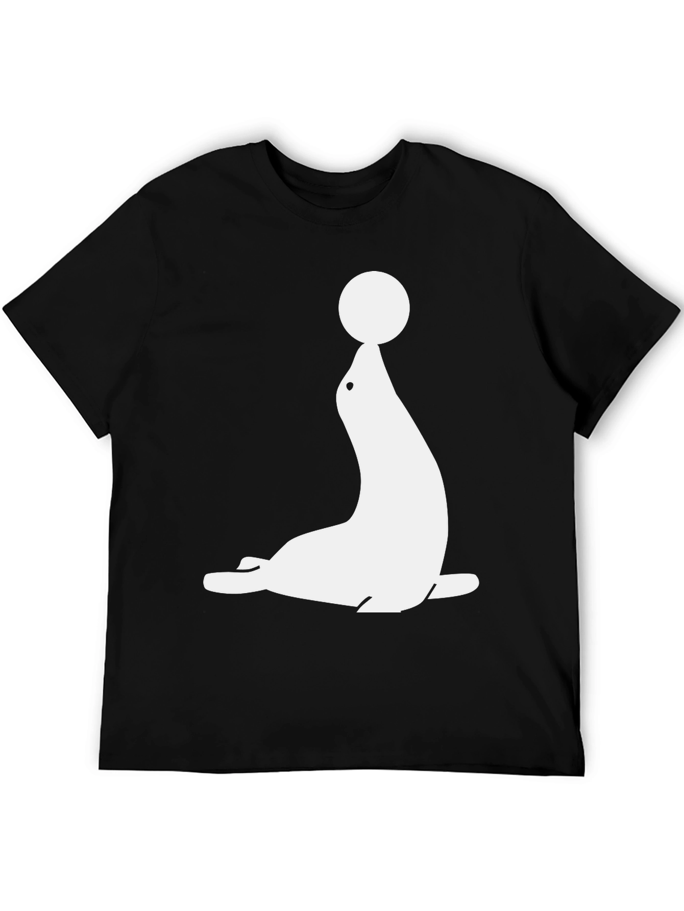 Black Seal with Ball Graphic Tee - Black Cotton T-Shirt view 5