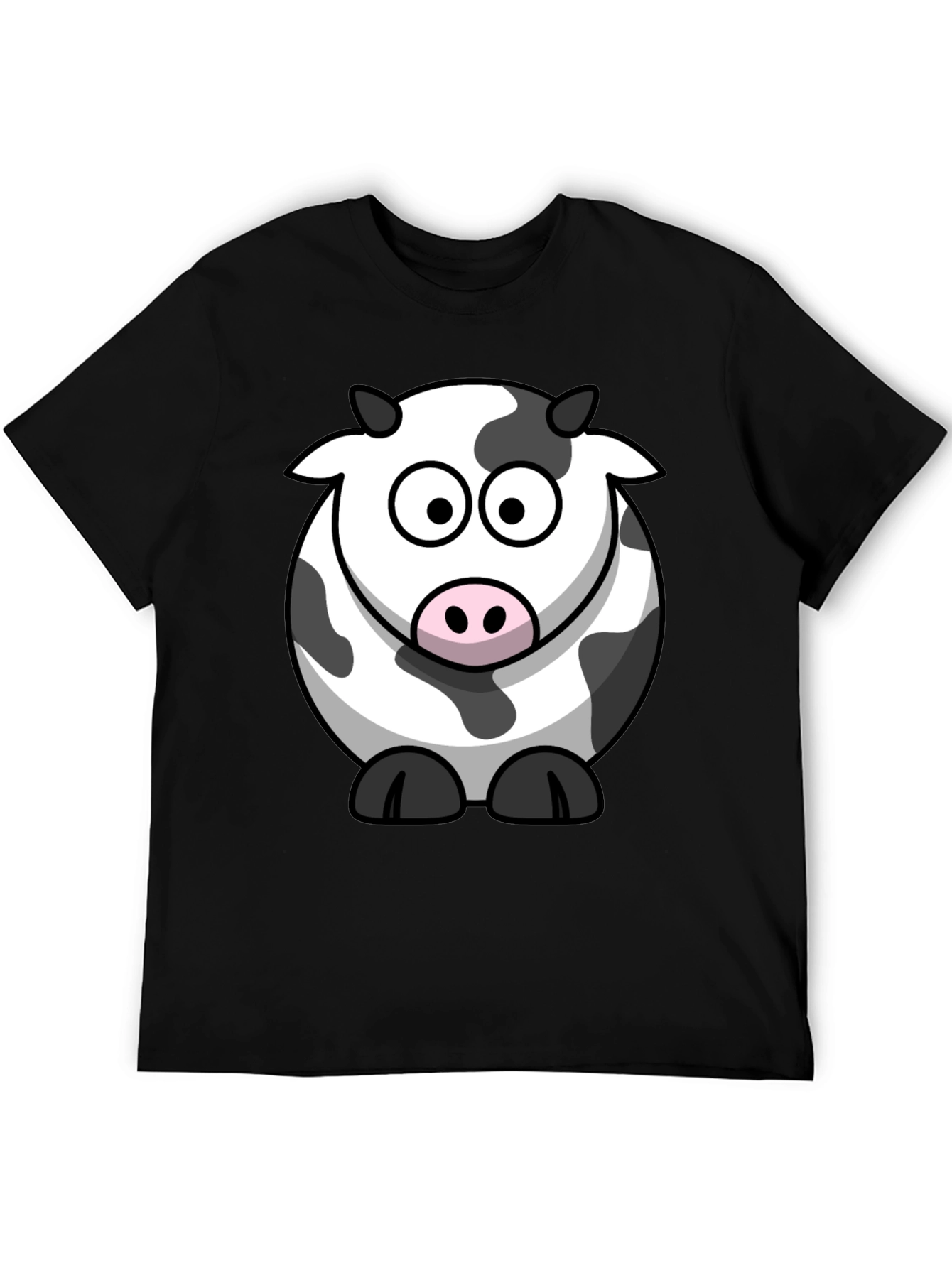 Black Cartoon Cow Graphic Tee - Black Cotton Comfort view 5