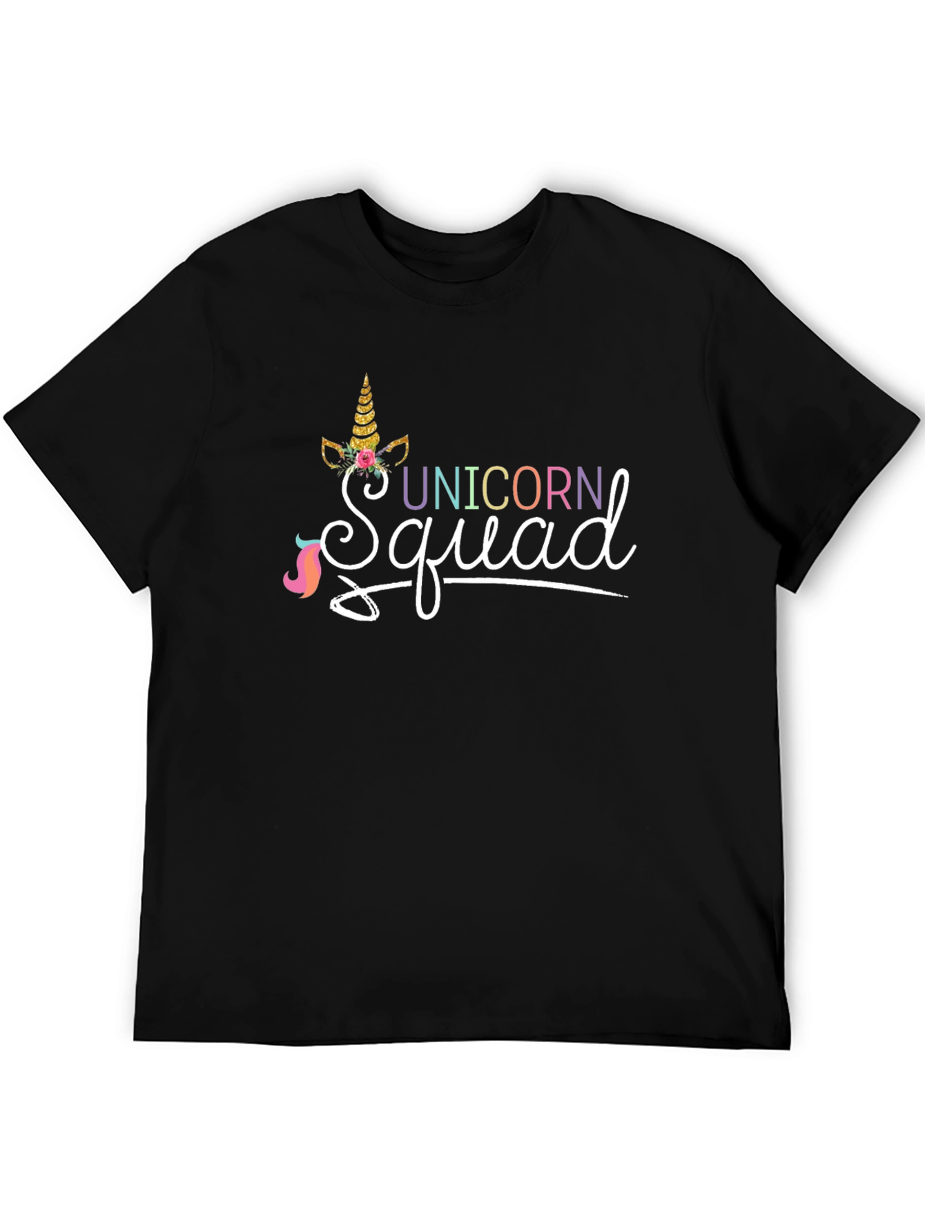Black Unicorn Squad Graphic Tee - Black Cotton T-Shirt view 5