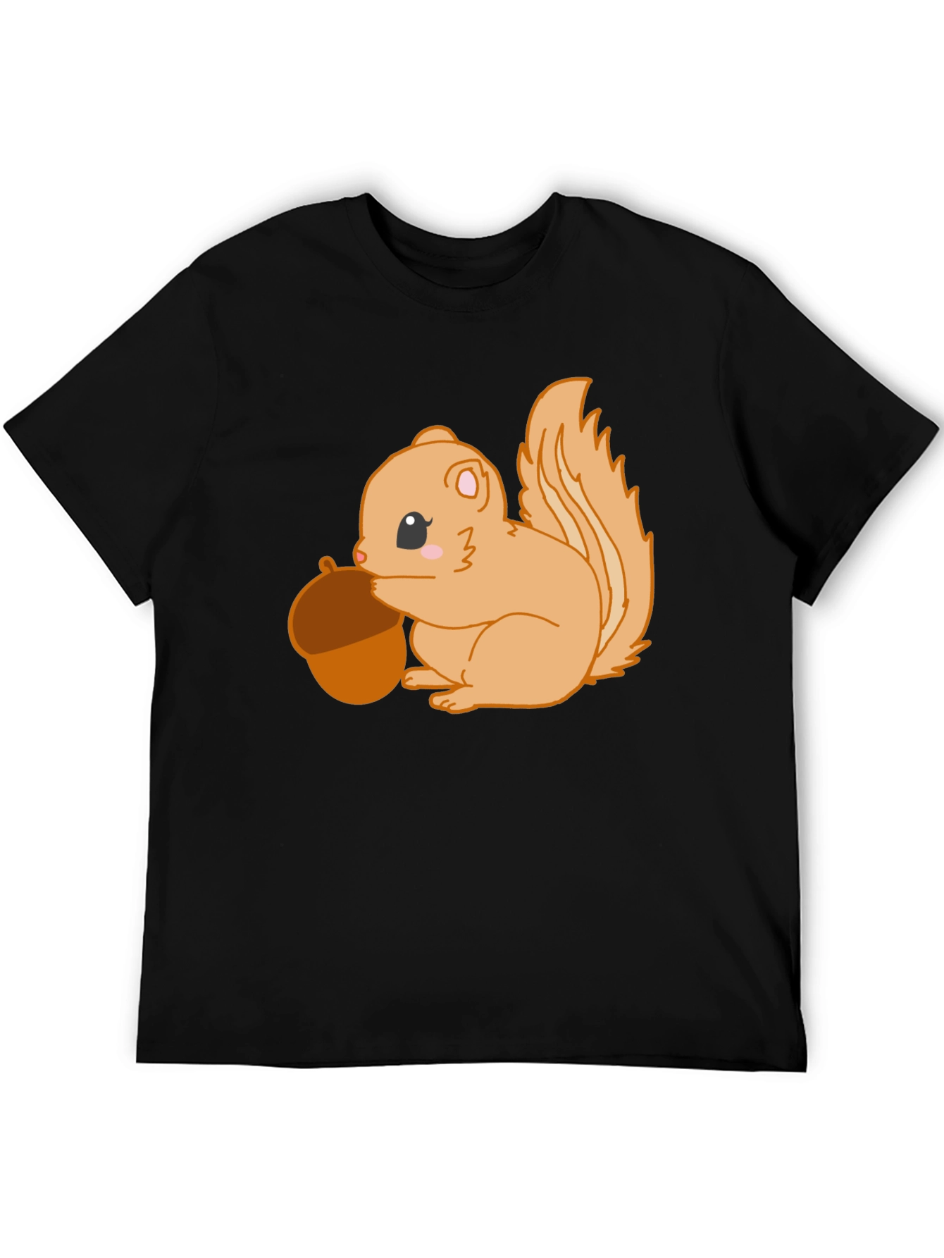 Black Cute Squirrel Holding Acorn Graphic Tee - Black view 5