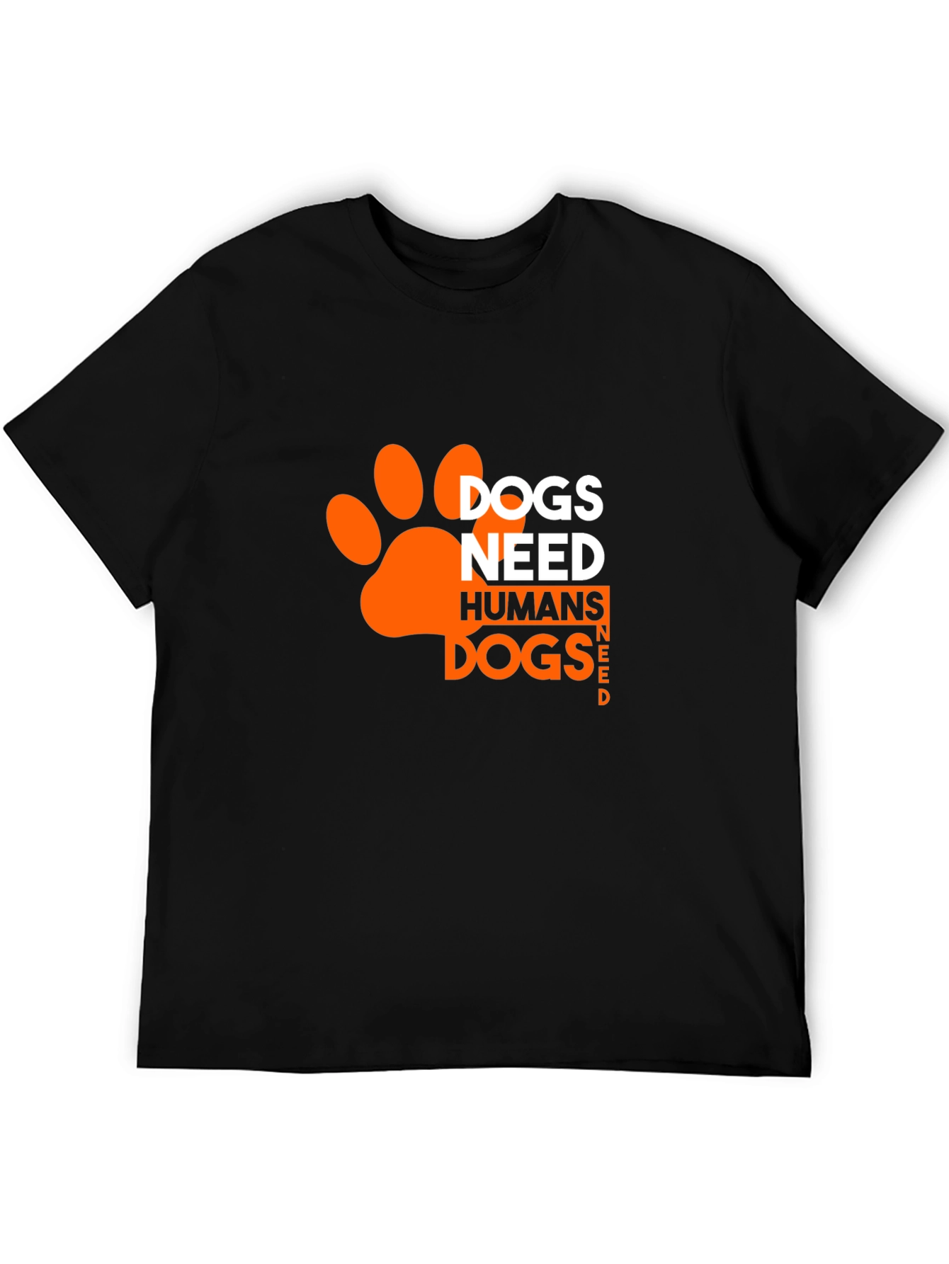 Black Dogs Need Humans T-Shirt - Black, Paw Print Design view 5