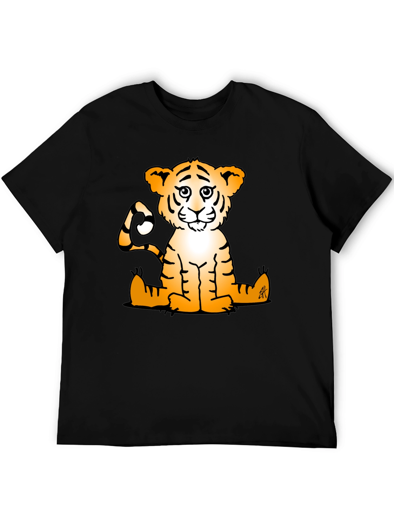 Black Cute Tiger Graphic Tee - Black Casual T-Shirt view 5